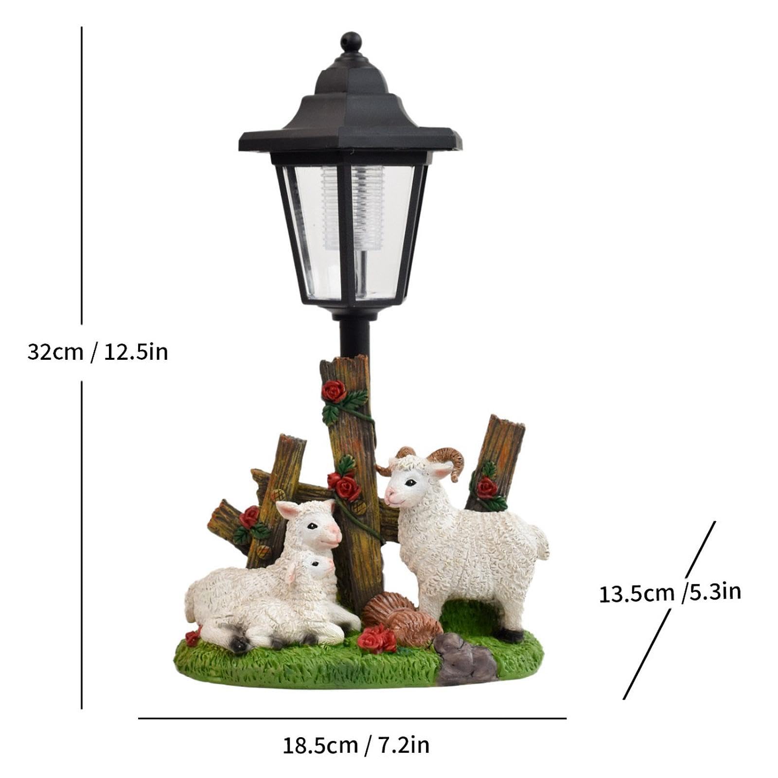 Estatua de Jardín Figura Resina Lámpara Ornamental Resistente al Agua Diseño Atractivo Ilumina Ambientes Exteriores Adecuado para, Oveja 32x18.5x13.5cm