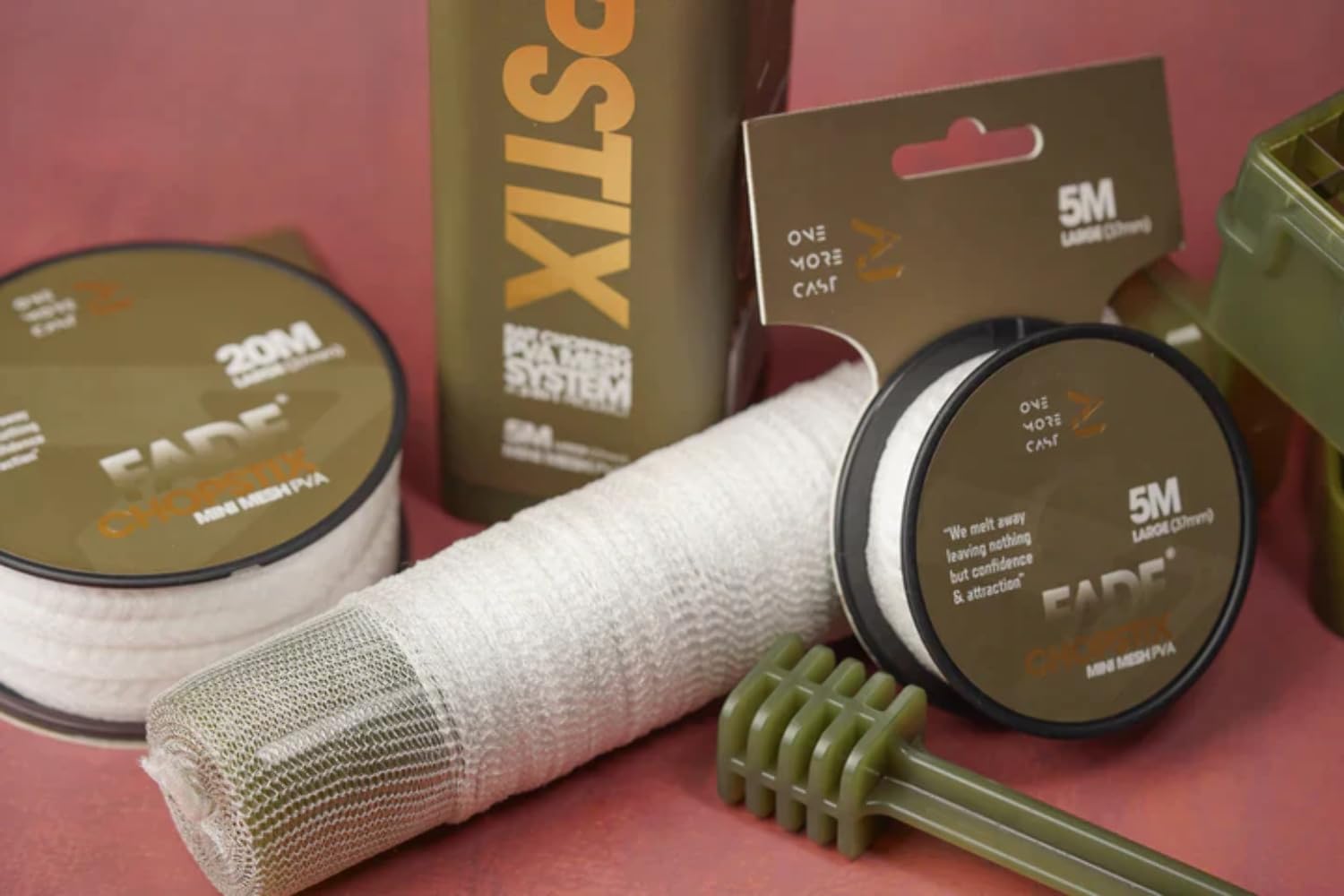 One More Cast (OMC) Chopstix Fade PVA Mesh System & Refills, Bait Chopping Tool - Image 2