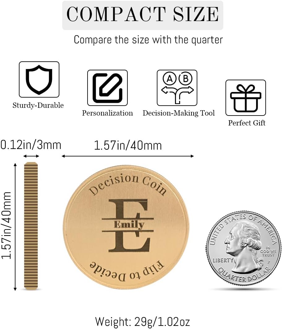 Custom Funny Double Sided A or B Decision Coin Personalized Solid Brass Coin Engraved Coin for Daily Decisions & Unique Keepsake Gift