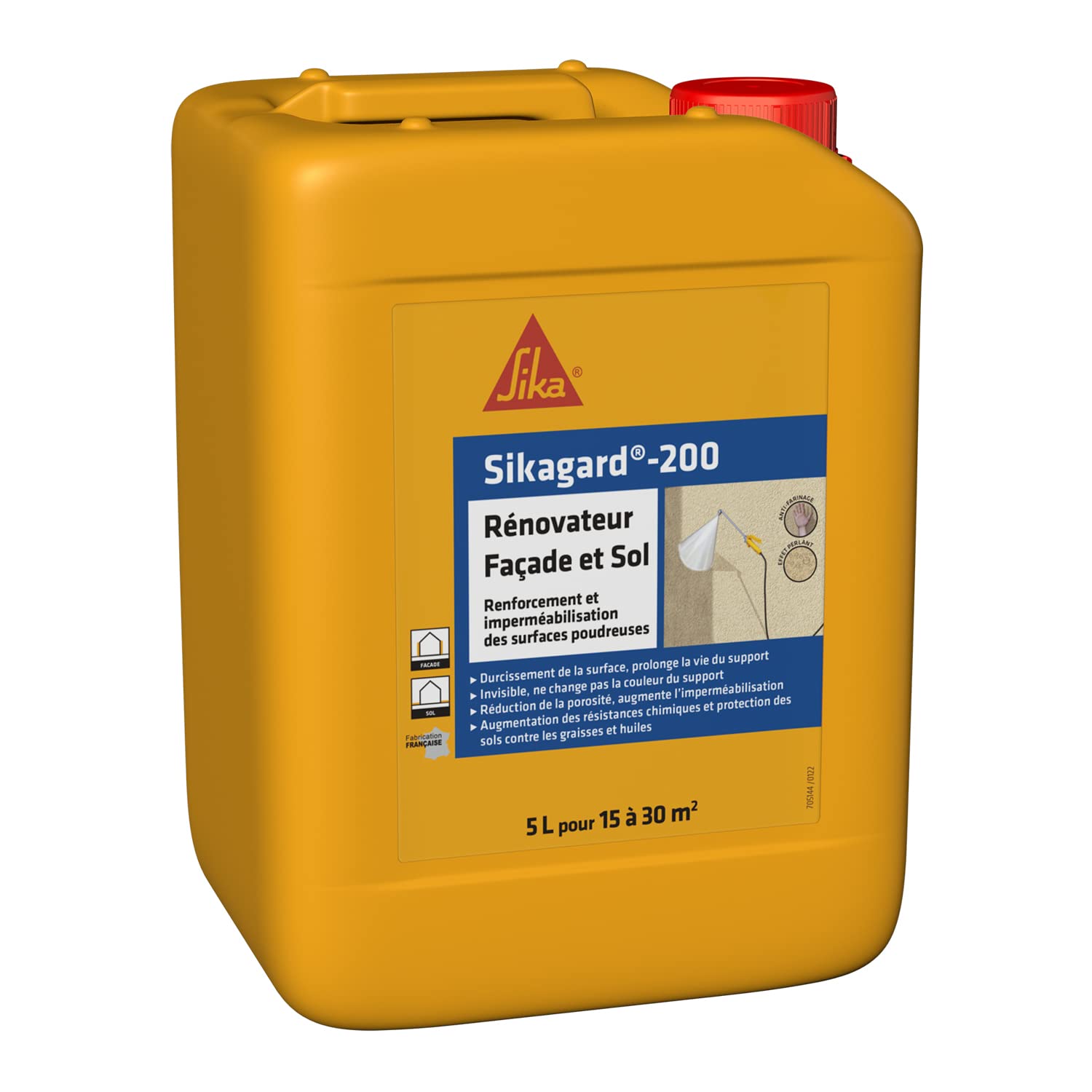 SIKA - Renforcement et imperméabilisation des matériaux poreux - Sikagard 200 Rénovateur Façade et Sol - Int/​Ext - Multisupports - Prêt à l'emploi - Application facile - 5L