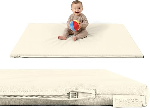 Miniatura 13 de Tapete de Juego Acolchado de 79" ×71" Grande para Bebé para Piso, Tapete de Juego de Espuma Viscoelástica de 1.2" de Grosor con Cubierta de Cuero