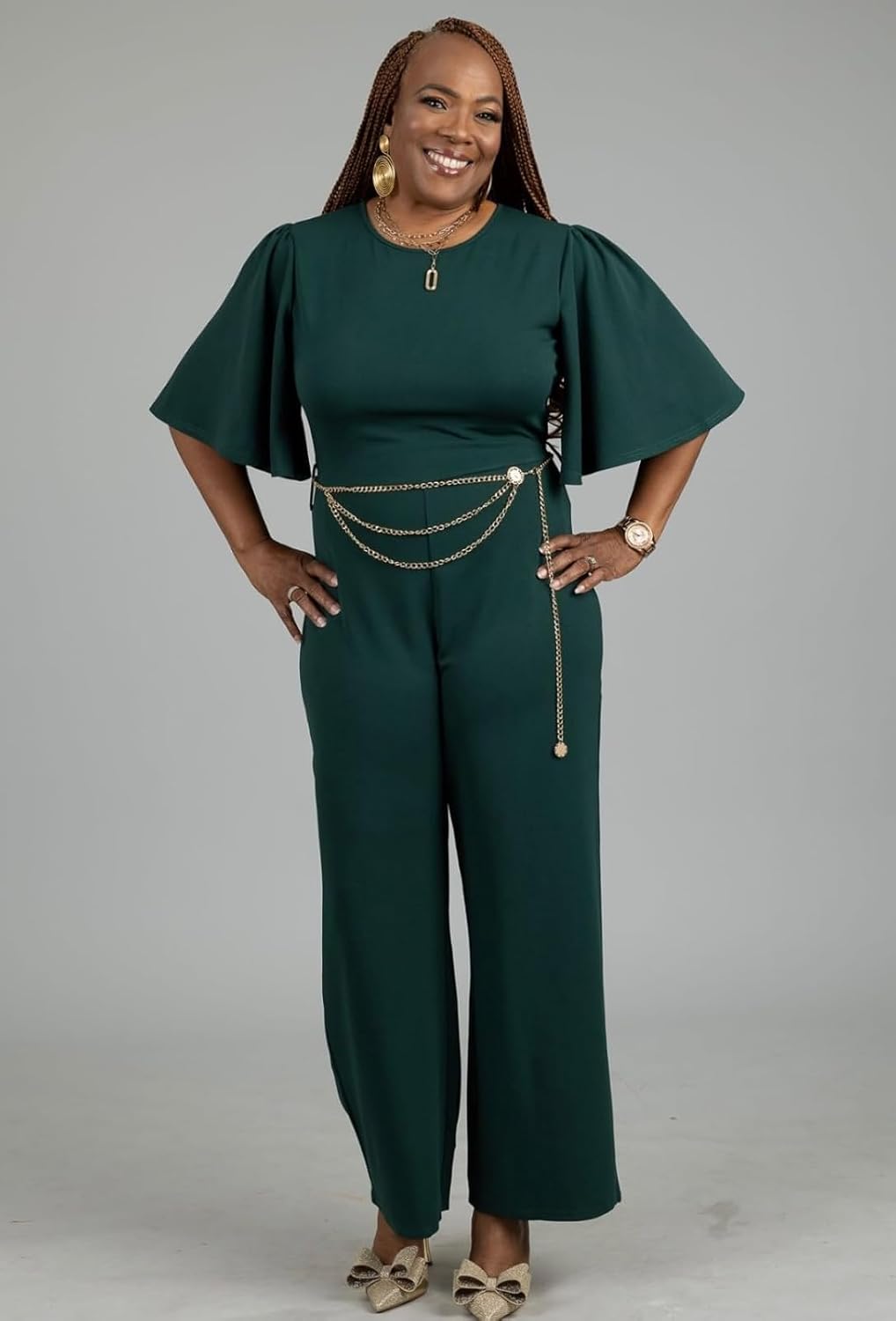 BessCops Womens Loose Short Sleeve Belted Wide Leg Pant Romper Jumpsuit Casual Business One Piece Outfits - Image 5