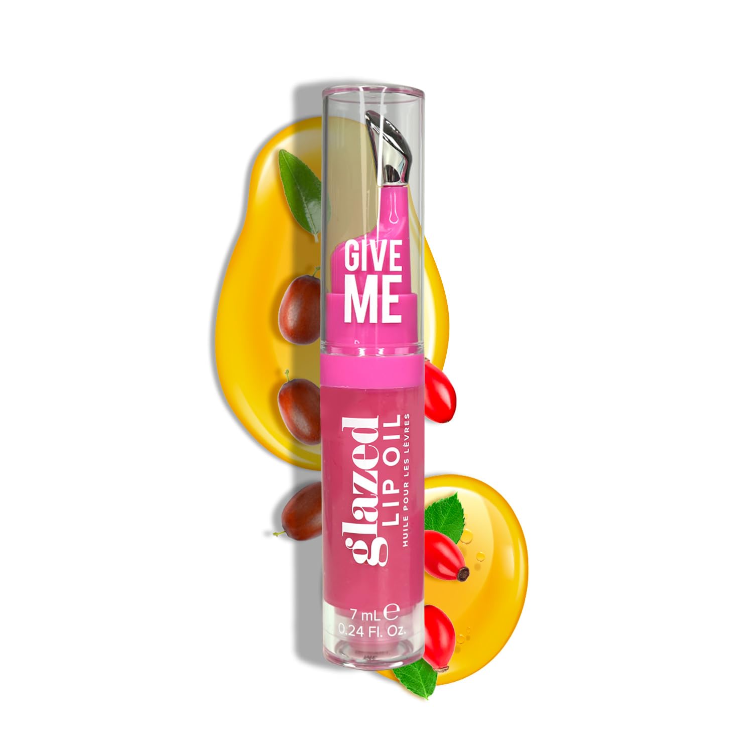 Give Me Cosmetics, Glazed Lip Oil, Infused with Jojoba Oil, Intensely Hydrating and Delivers a Gorgeous, Glossy Finish - Blazin' Berry