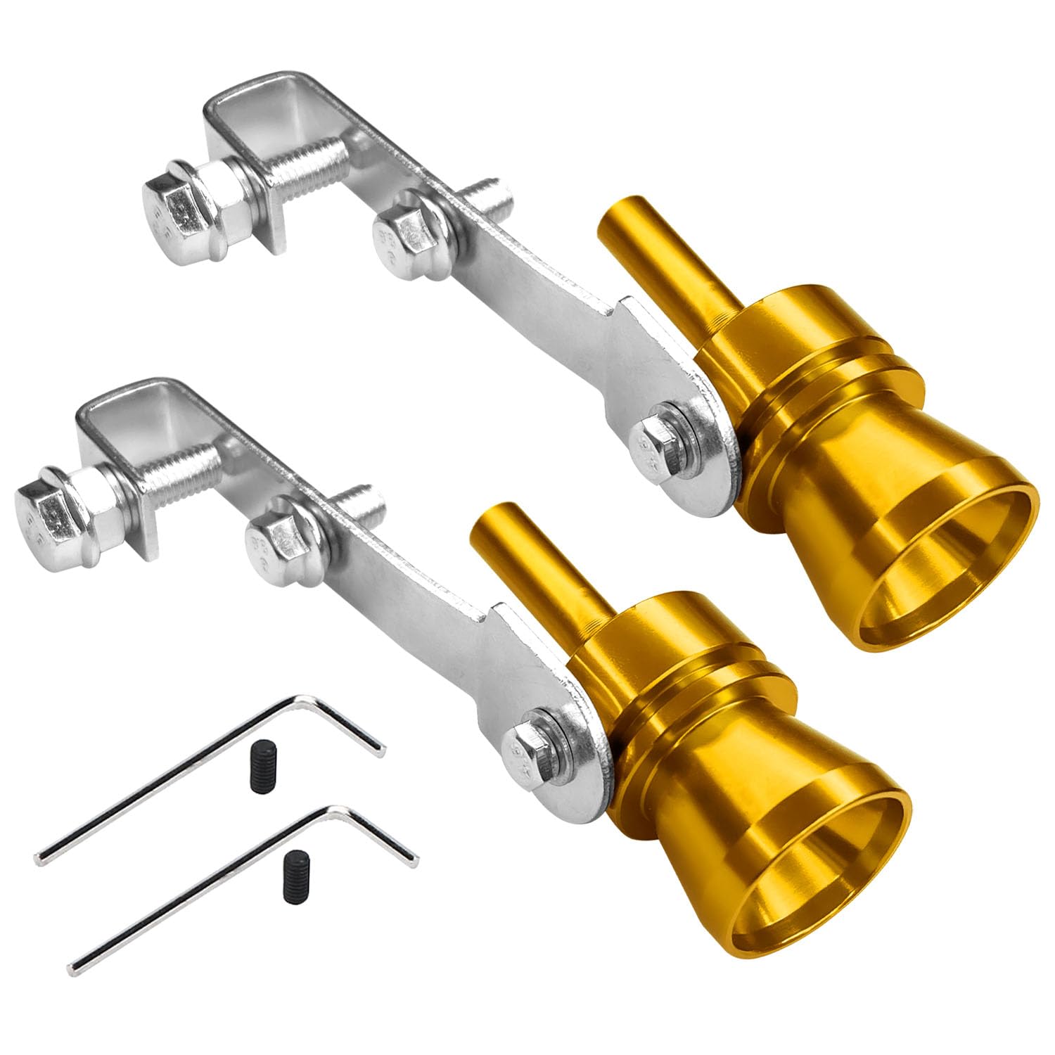 2PCS Exhaust Turbo Whistle, Loud Turbo Sound Booster Exhaust Muffler Pipe Aluminum Alloy Whistle,Car Roar Maker Turbo Sound Enhancer Whistle Simulator(XL-Gold)