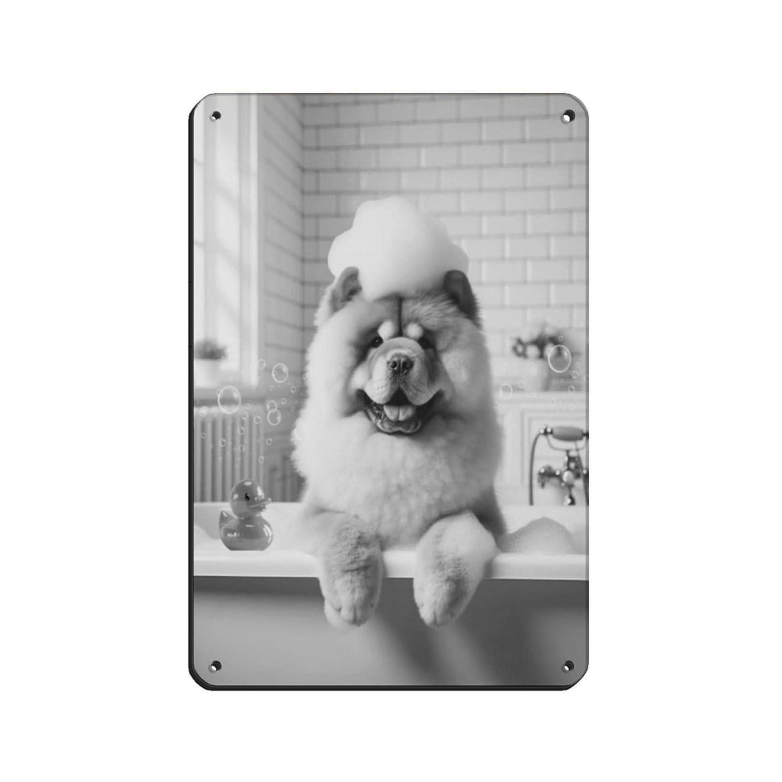 Lxwnze 20L X 30W Cm Chow Chow, Funny Bathroom Decor Retro Poster Metal Tin Sign Chic Art Retro Iron Painting Bar People Cave Cafe Family Garage Poster Wall Decoration 8X12inch(20X30cm)