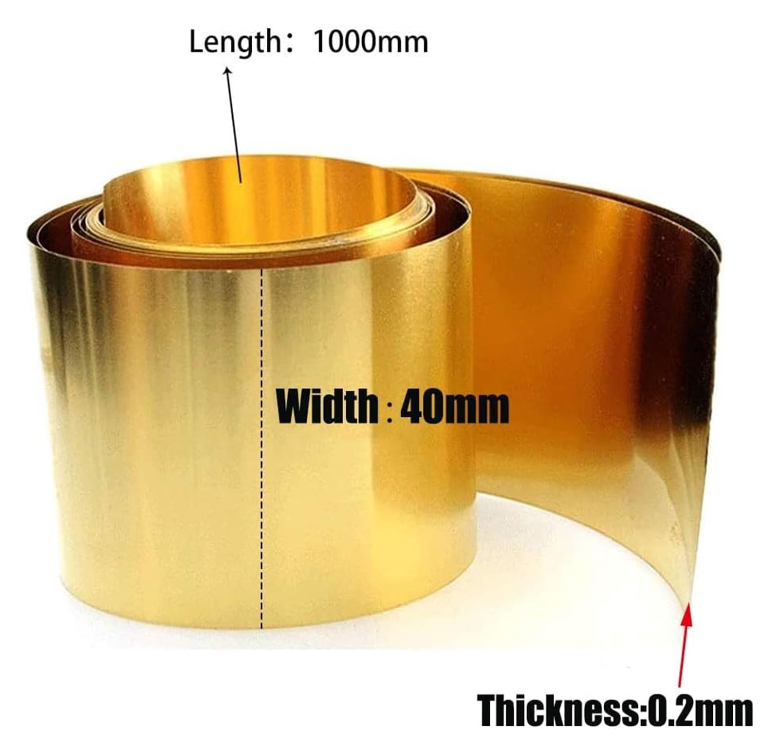 Blacha miedziana w rolkach, zwoje metalu, Czysta folia miedziana, arkusze mosiężnej blachy, rolka H62, metalowa folia do prac artystycznych DIY i laboratoryjnych, grubość 0,2 mm, długość 1 m, szerokoś