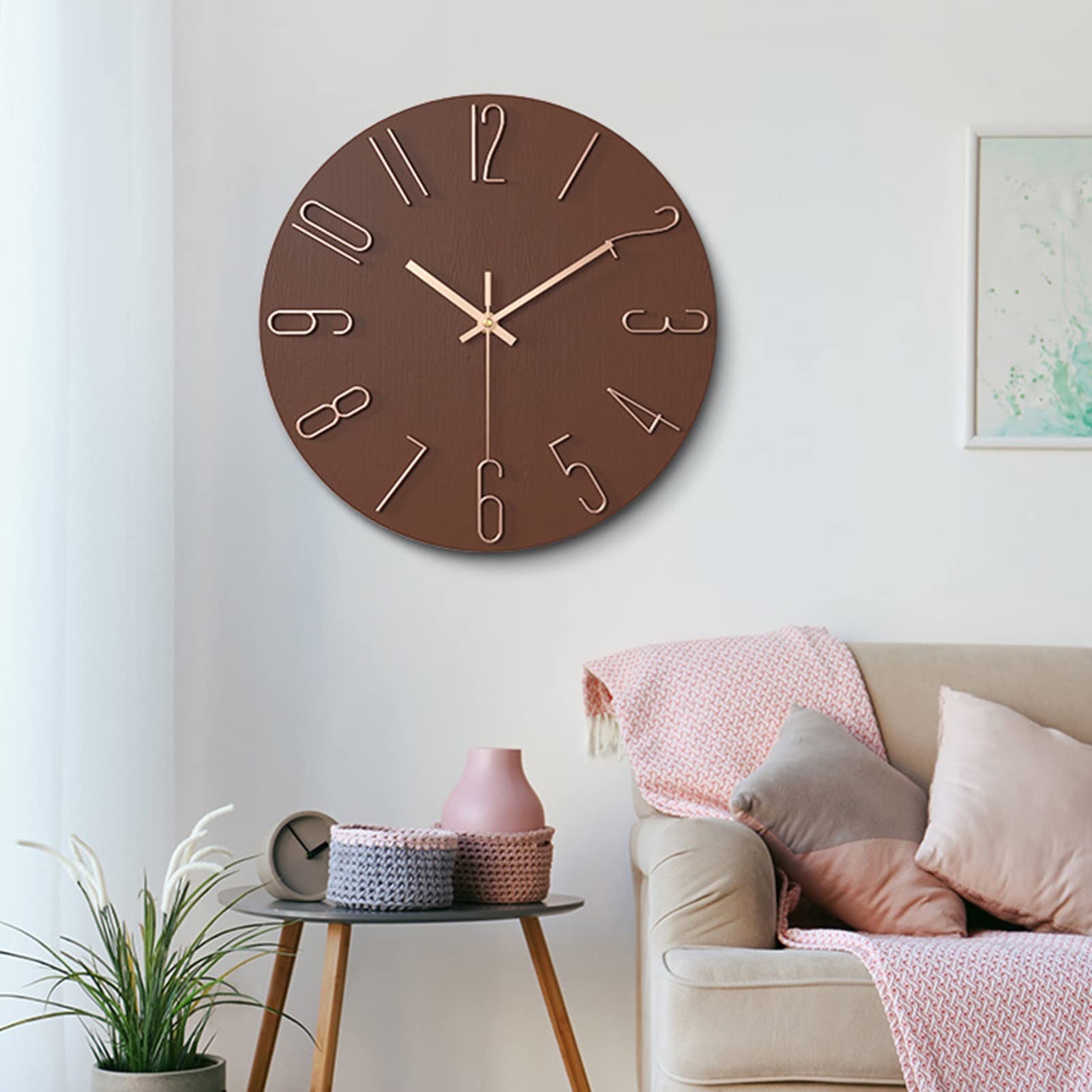 Moderne Horloge Murale Silencieuse,Pendule Murale De 30 Cm De Diamètre, Ronde Numérique à Quartz, Adaptée Au Salon, Au Bureau, à La Chambre à Coucher, à La Cuisine (Noir