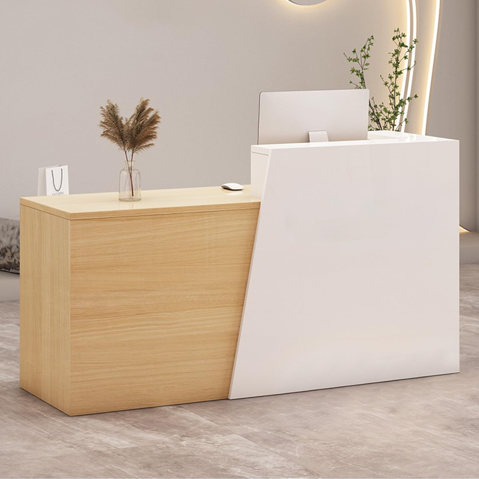 Empfangstheke mit Schublade und Ablagefächern – Moderner Kassentisch mit viel Stauraum für Büro, Salon, Geschäft