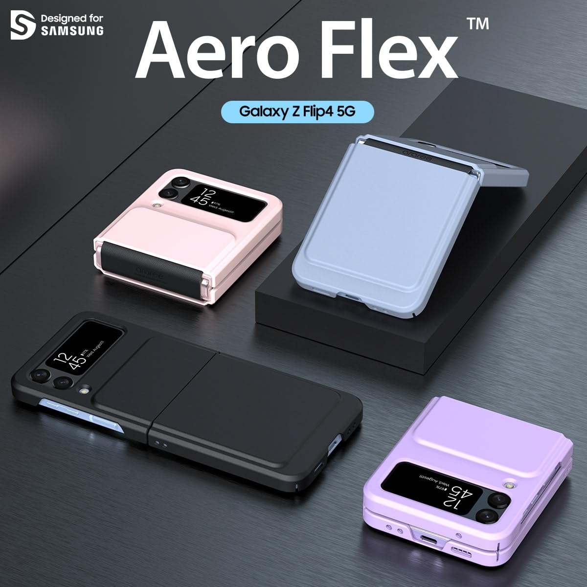 araree Aero Flex for Galaxy Z Flip 4 Case with Hinge Protection, Protective Slim Cover Protective Body (PC) with Hinge Protector (TPU), Compatible with Galaxy Z Flip 4 5G (Black)