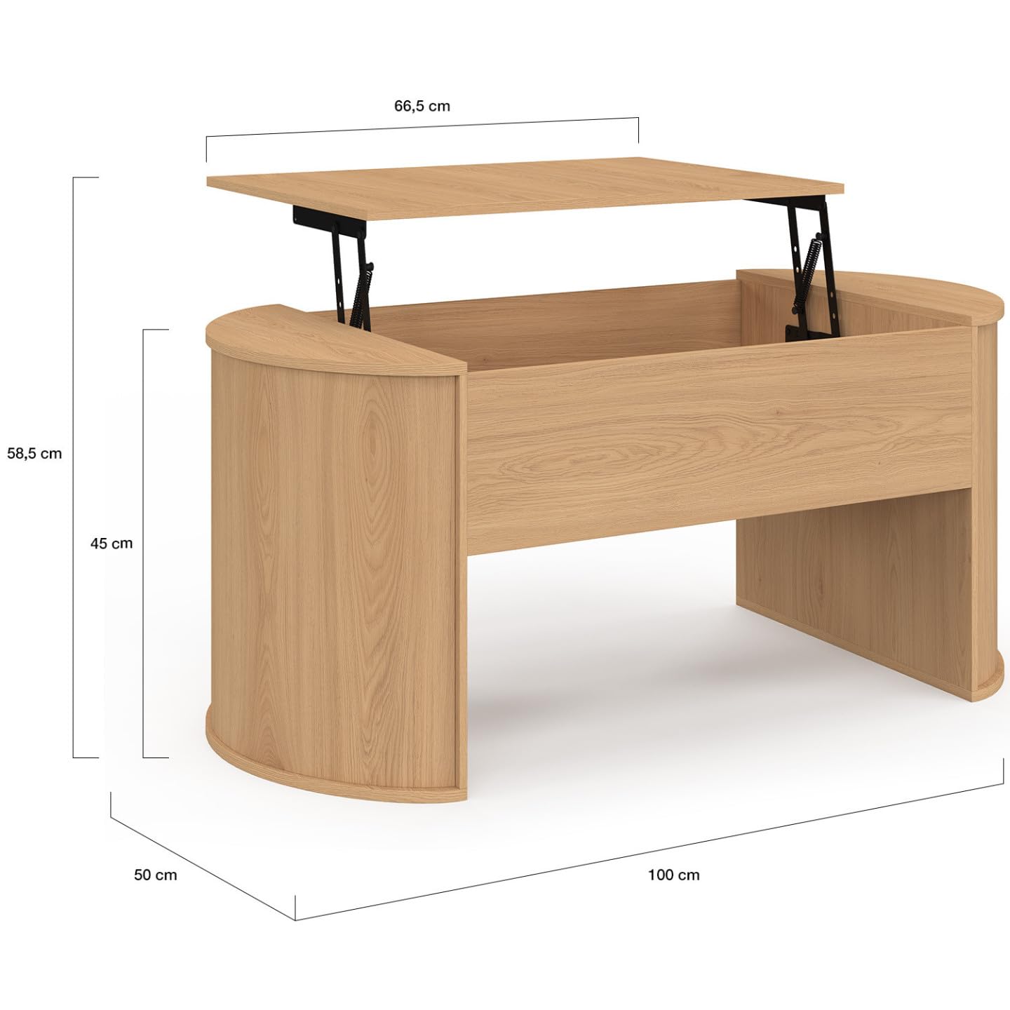 IDMarket - Mesa baja elevable DIVIA Oval Madera | 100 cm, diseño redondeado, color madera de haya