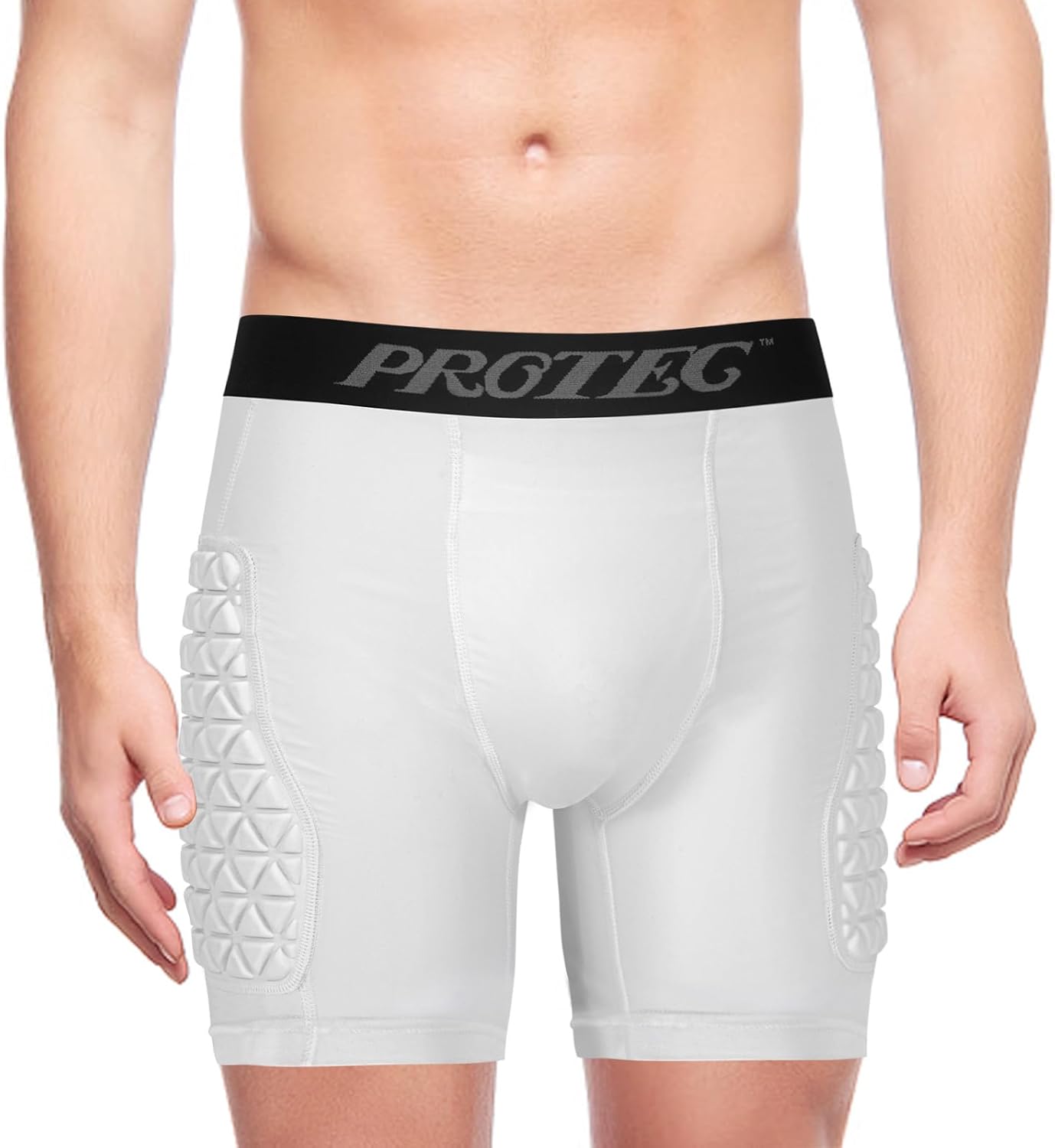 Youth Compression Padded Sliding Shorts with Soft Protective Athletic Cup Underwear for Baseball, Football , Lacrosse (White) - Image 2