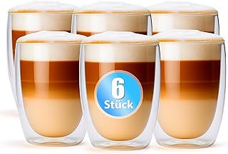 BigDean 6 Stück doppelwandige Latte Macchiato Gläser 300 ml – Kaffeegläser in Geschenkverpackung