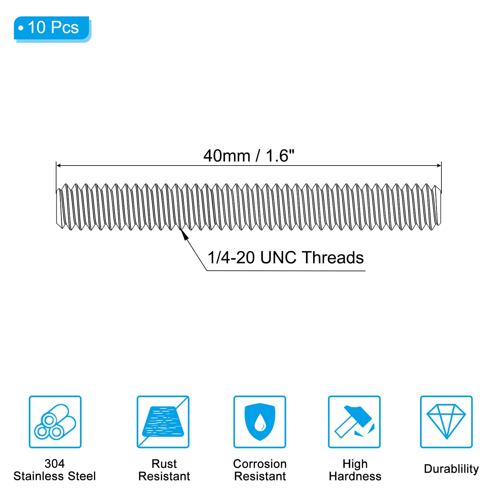Stainless Steel Threaded Rods - 1/4-20 UNC -2