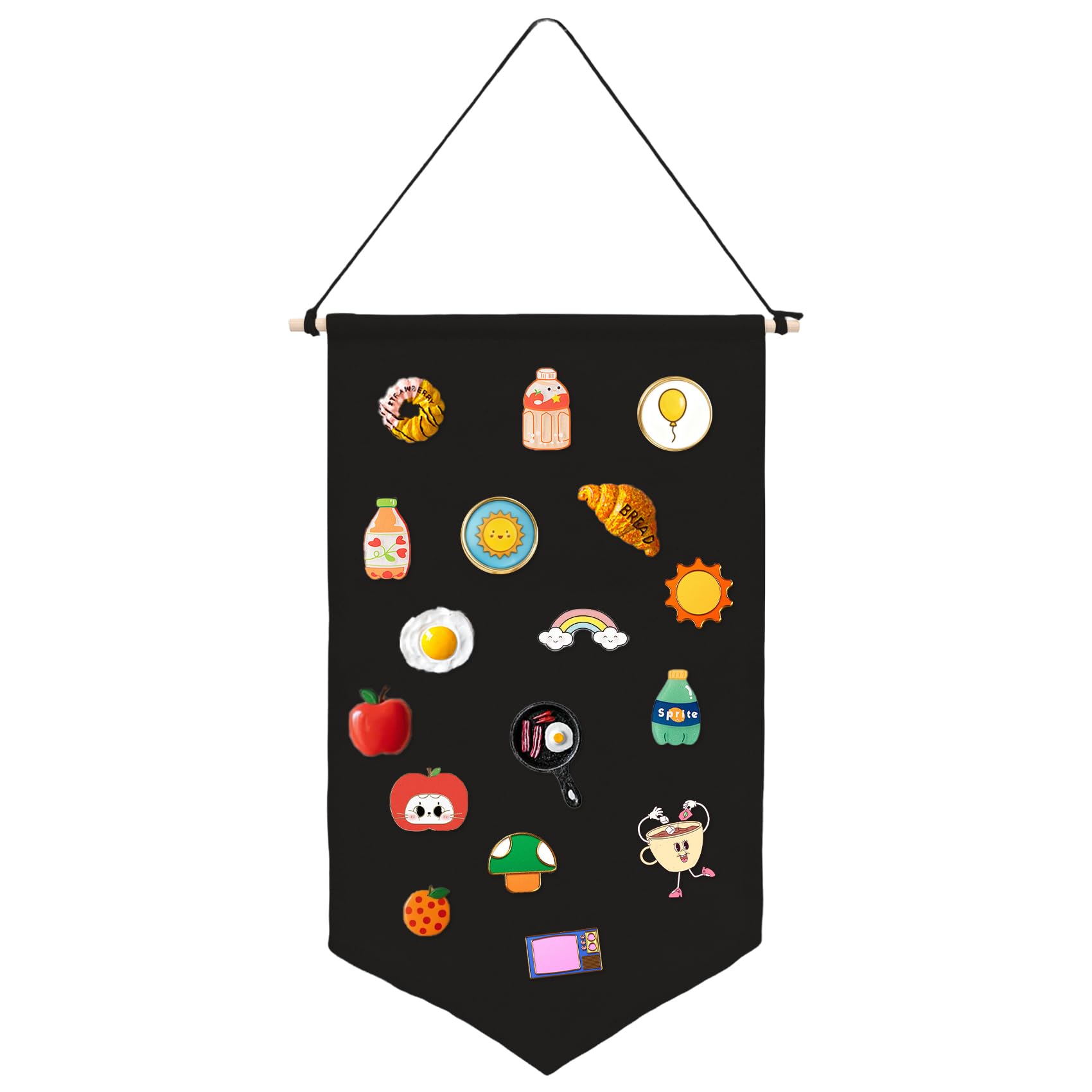 Wall Hanging Badge Display Canvas,Enamel Brooch Collection Display Banner,Wall Hanging Brooch Jewelry Storage Case Canvas,For Earrings,Necklace,Glitter Pin,Enamel Lapel,Badge Collection(Black M)