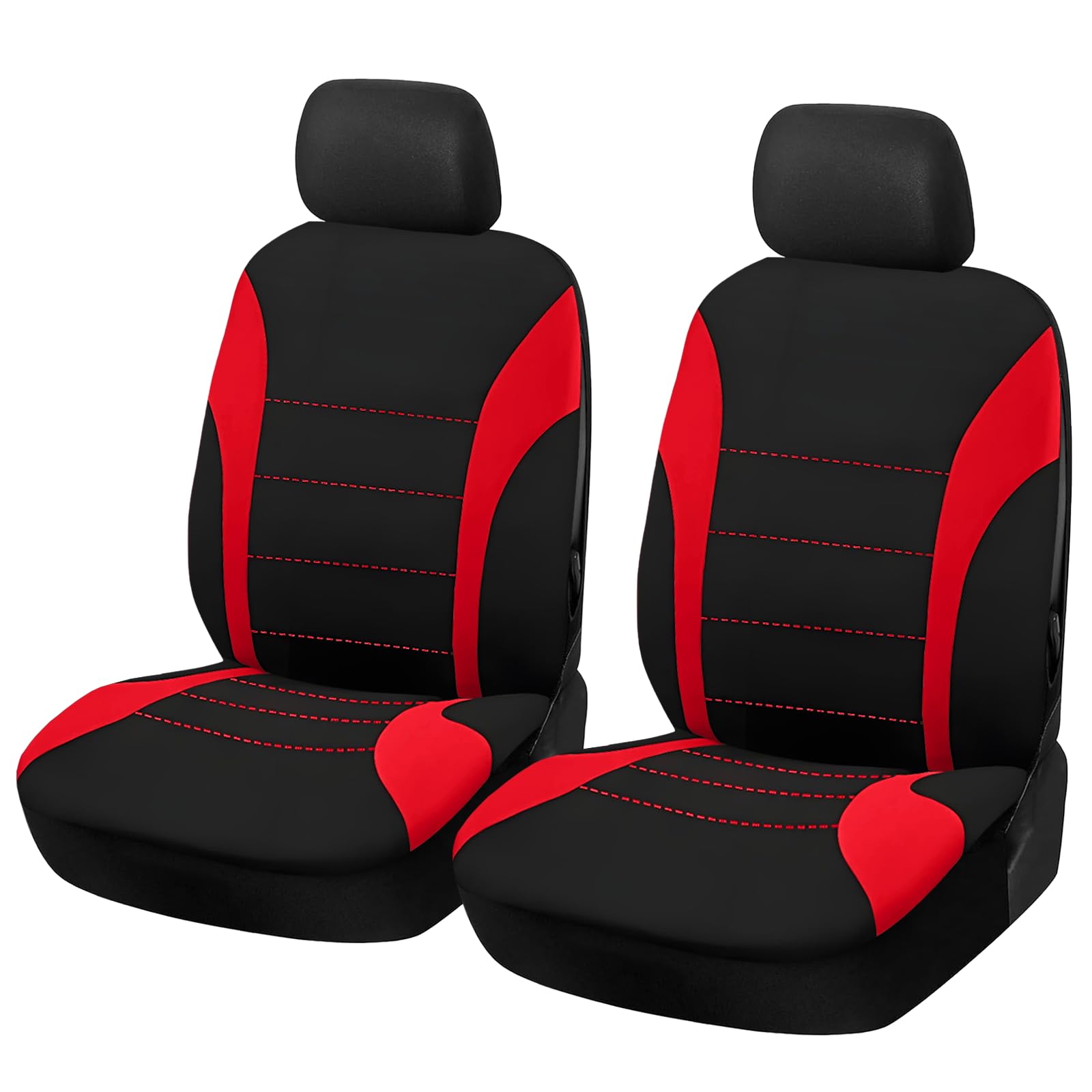 2 coprisedili per auto, coppia di coprisedili anteriori, facili da installare, coprisedili anteriori e poggiatesta, comodi e traspiranti, protezione interna universale per auto, camion (rosso)