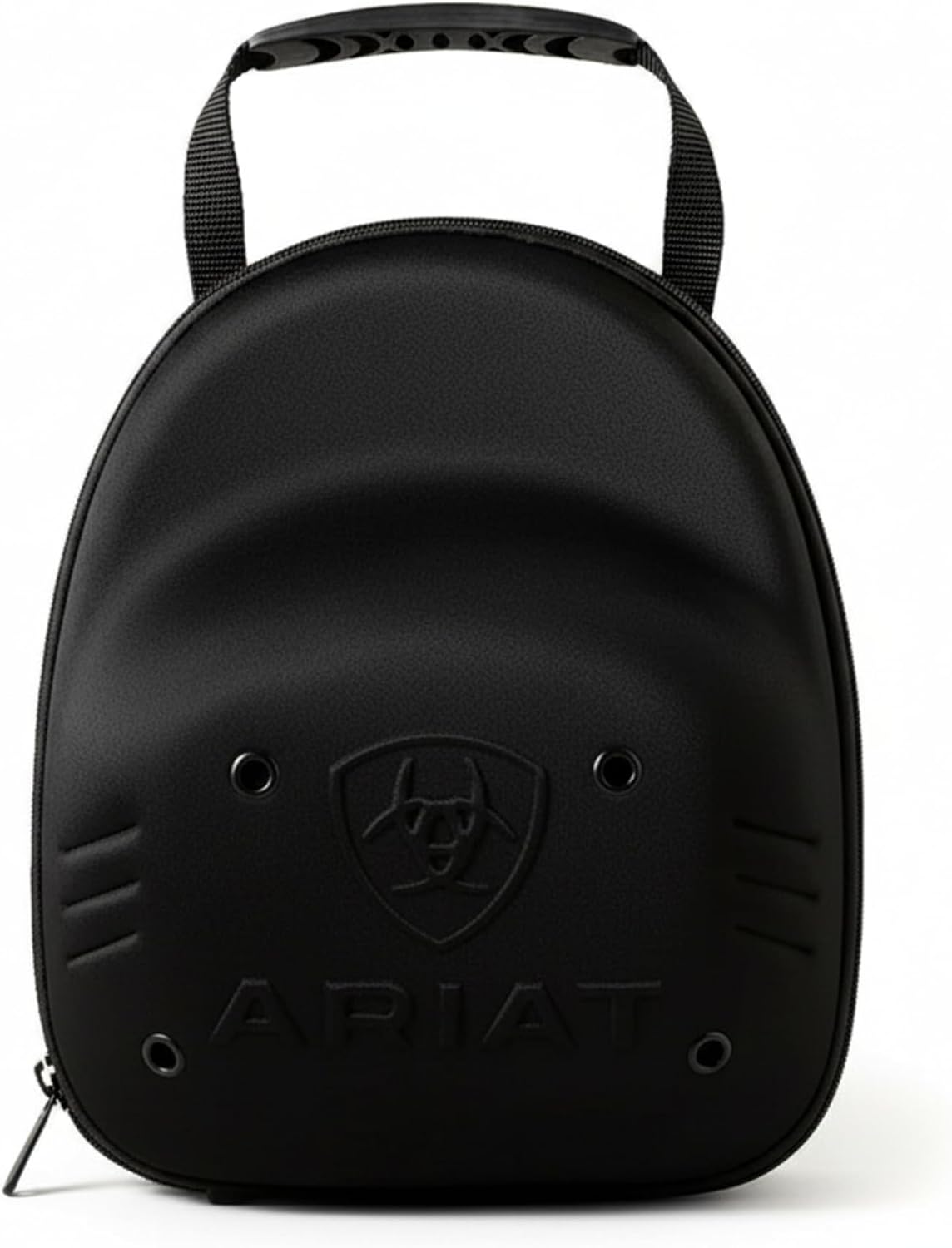 ARIAT Embossed Shield Cap Case,Holds 4-6 Caps, Dual-Zipper Closure, Vent Grommets, 8 x 11.75 x 7 In (Black)