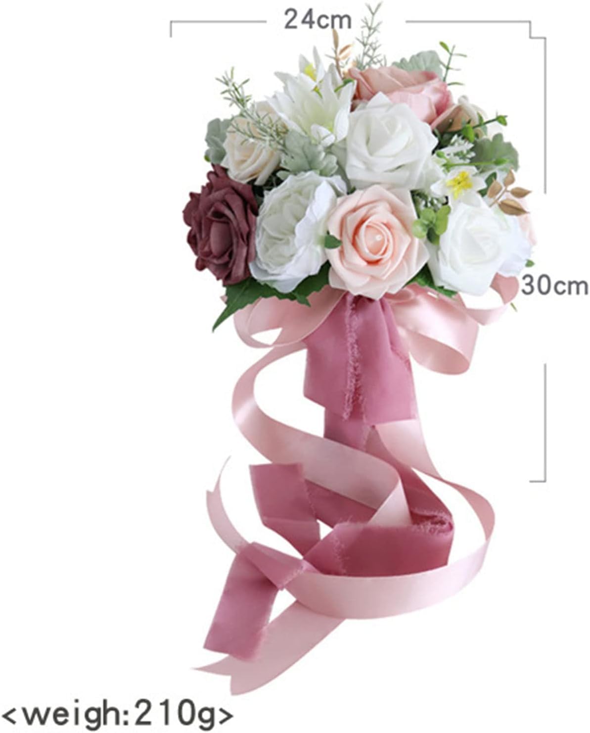 Amazon｜結婚式の花束、手に花束、 8 インチの造花、フェイク ホワイト