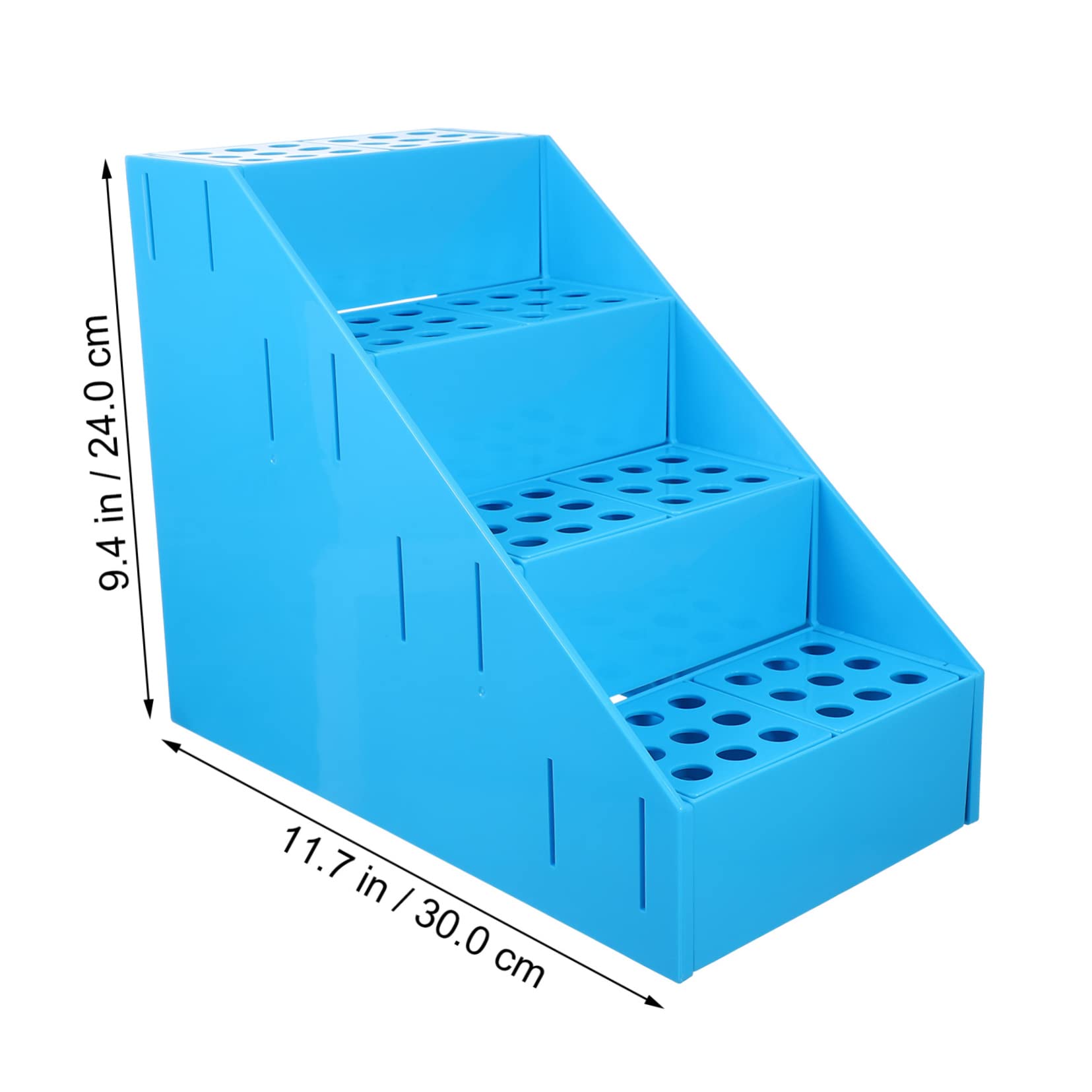 Gradilla para Tubos de Ensayo de Plástico Azul, 72 Orificios, Trapezoidal | Desmontable, para 5ml y 10ml, Uso en Hogar y Laboratorios, Diseño de Soporte Escalonado