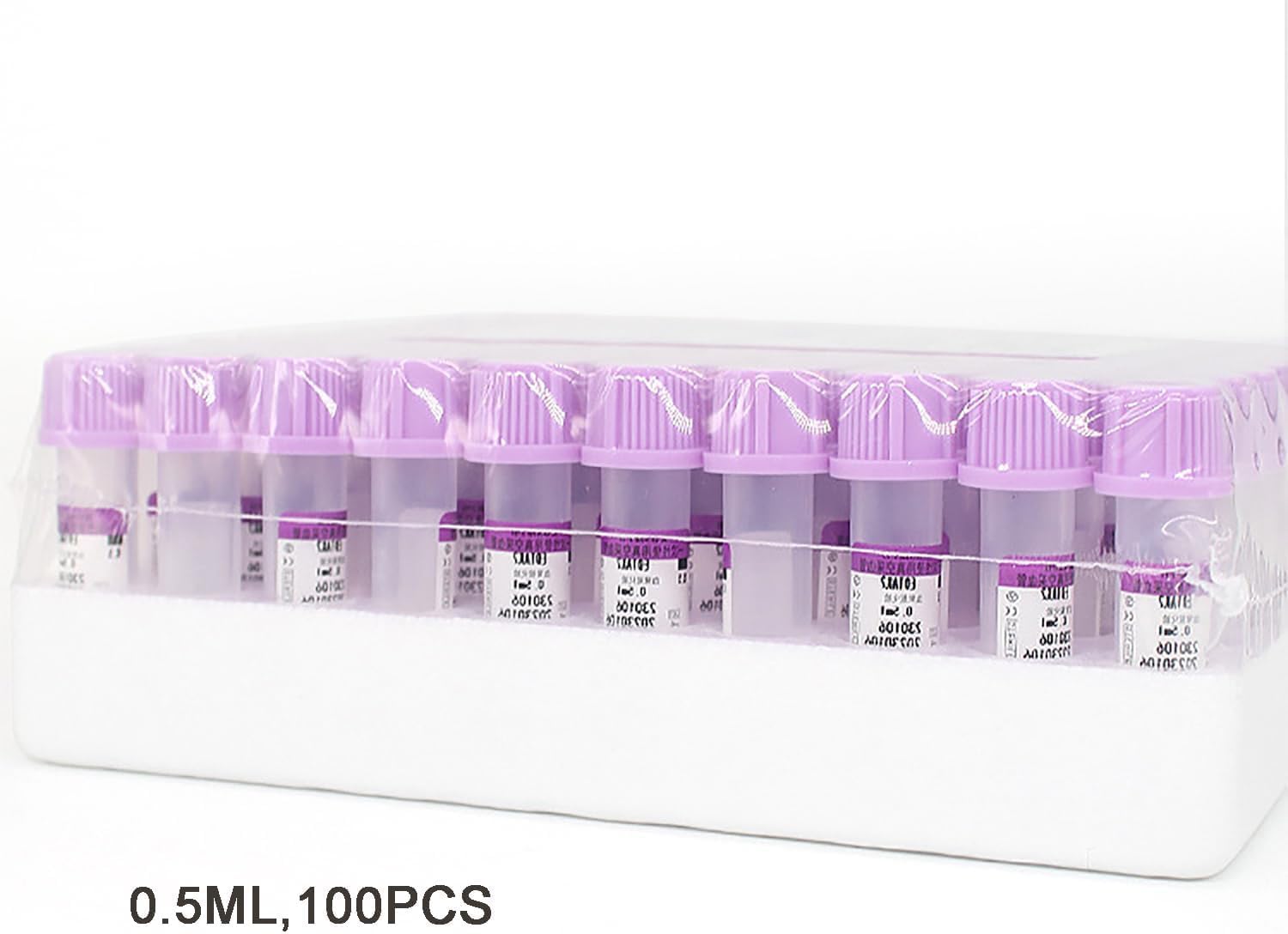 100 szt. 0,5 ml próżniowe probówki do pobierania krwi, plastikowe rurki EDTA, zestaw do pobierania krwi żylnej, laboratoryjne probówki krwi, do szpitali dla zwierząt domowych