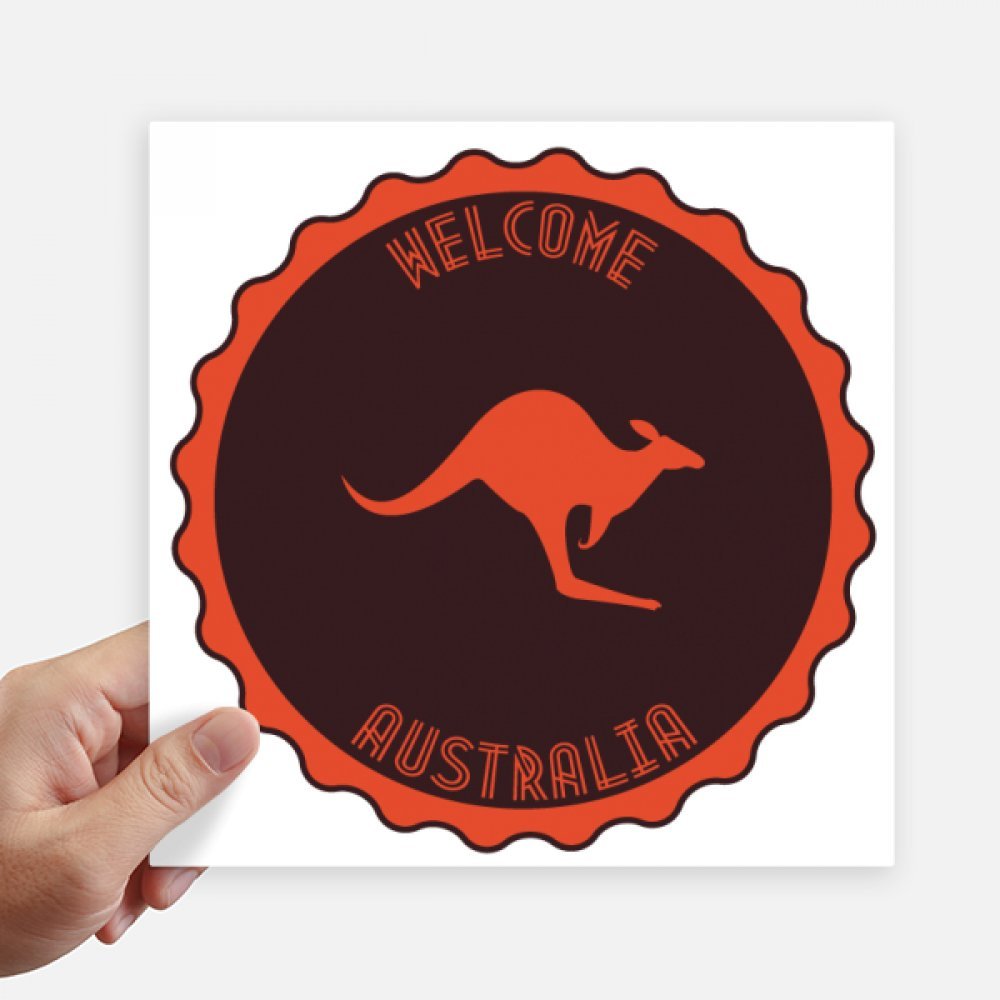 Autocollant Silhouette Kangourou d'Australie 20 cm - Lot de 4 stickers carrés multicolores