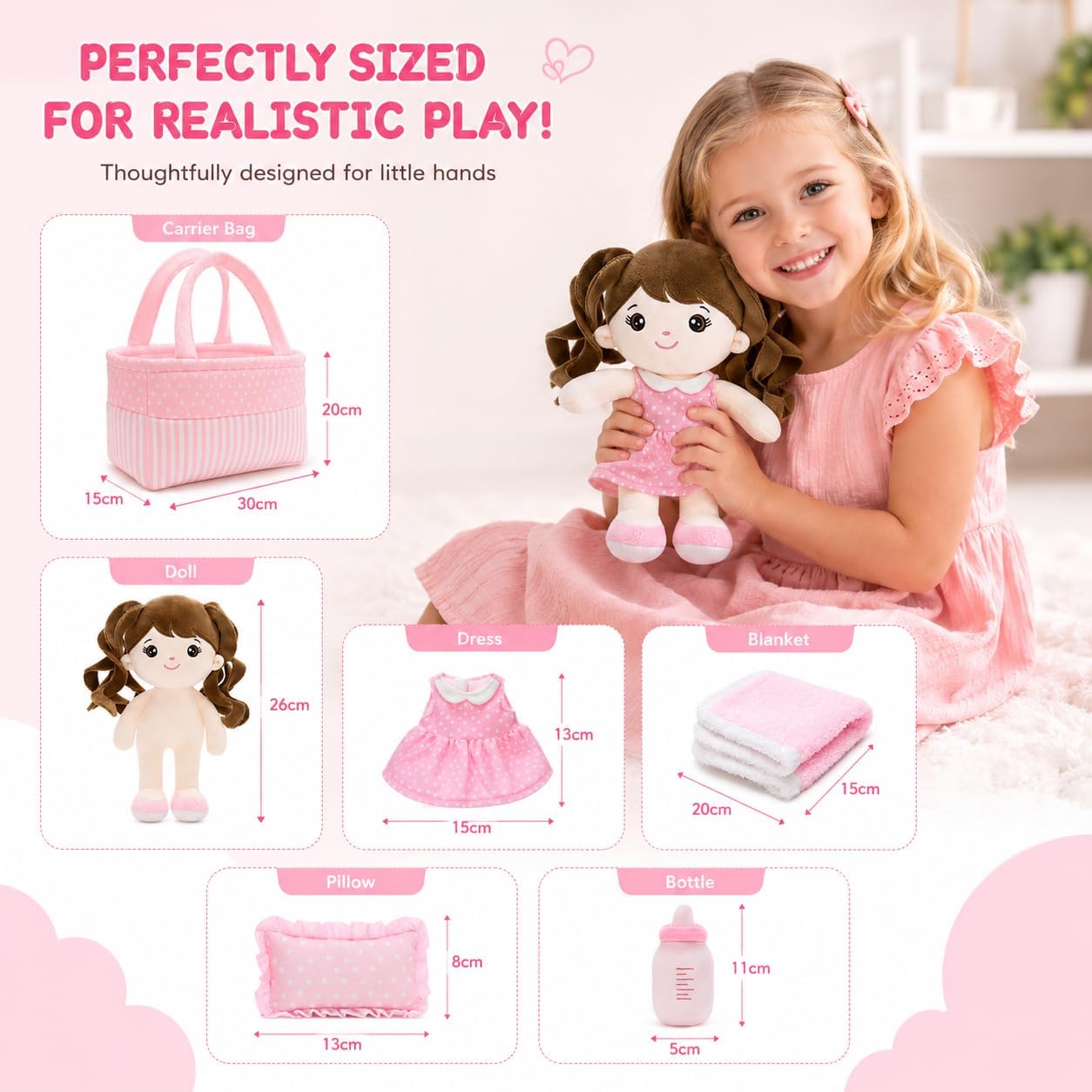 Tezituor Baby Doll Playset with Carrier,Baby Doll Accessories with Dolls image 2