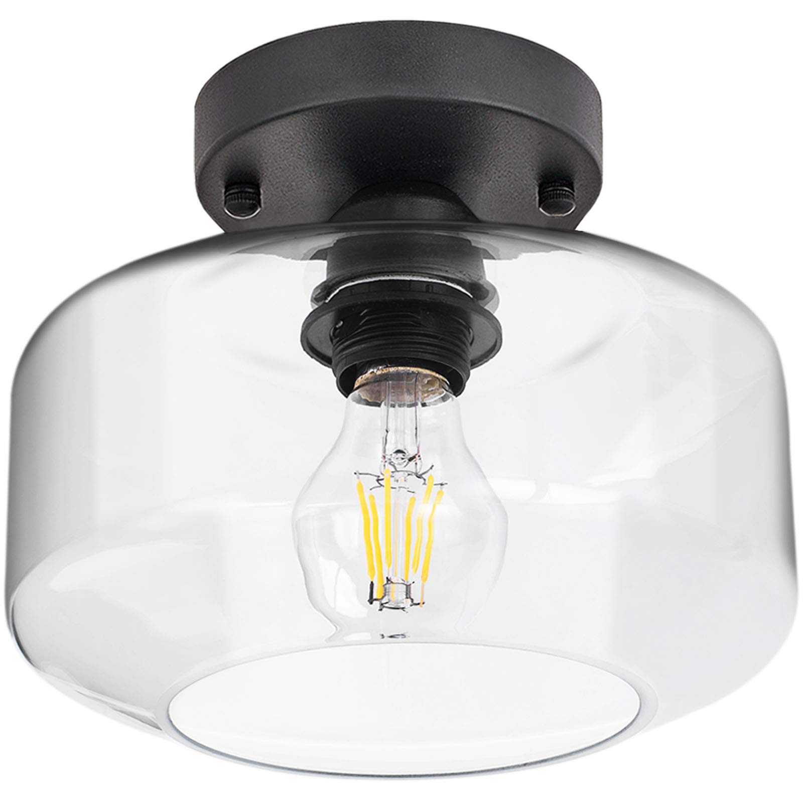 Buy TeHenoo Semi Flush Ceiling Light,TeStark II Clear Glass Shade