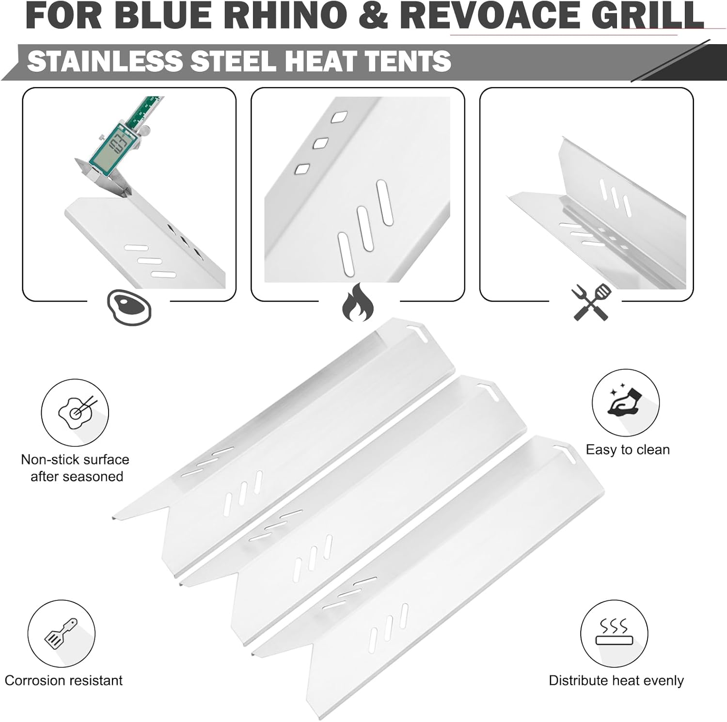 Oklagarden GBC1932L Grill Replacement Parts for Blue Rhino 3 Burner Grill Parts B0212-040 Heat Plates G1707-010 Blue Rhino Grill Replacement Grates GBC1406W Backyard Outdoor BBQ Parts Heat Shields