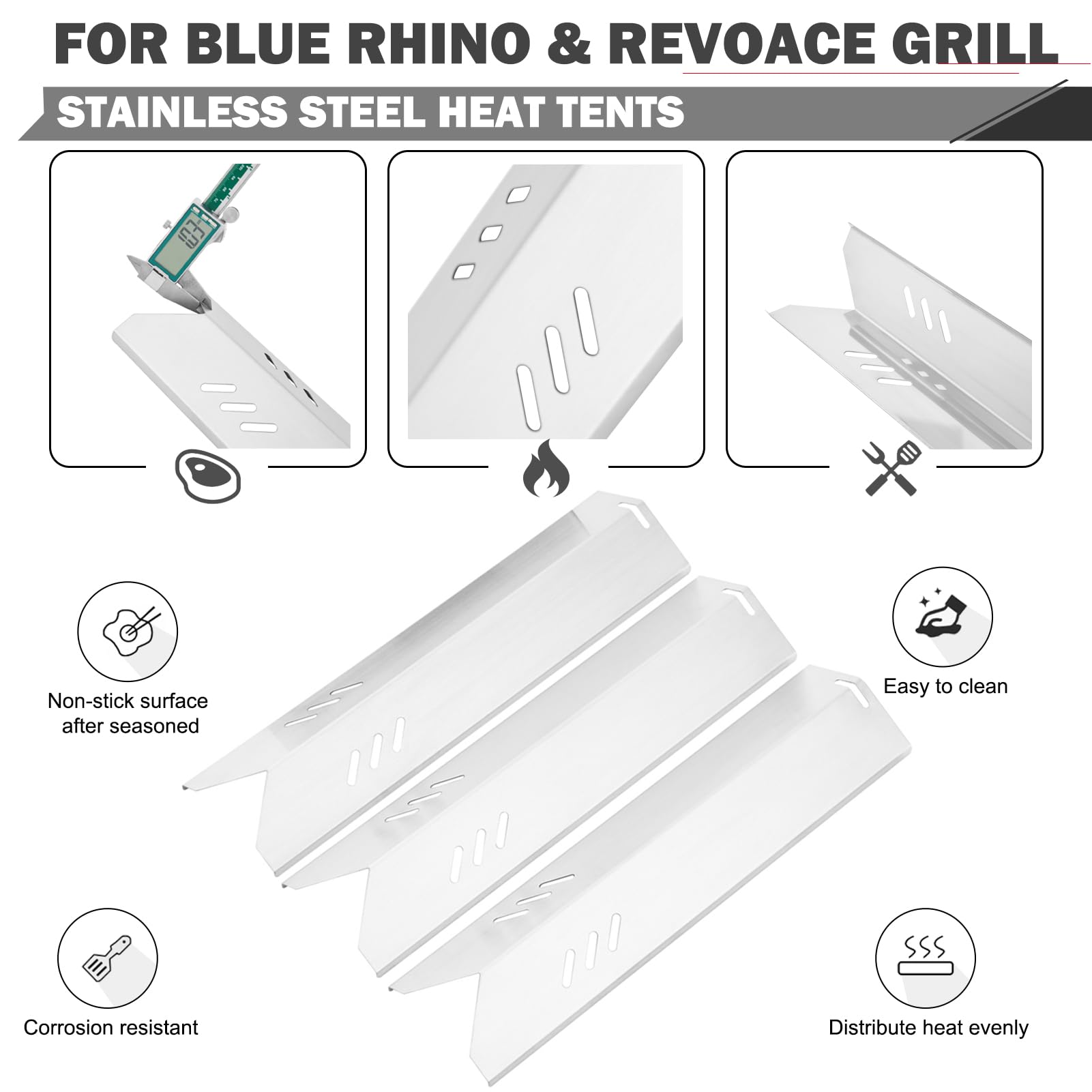 Heizplatte / Hitzeschild Für Blue Rhino & RevoAce 3-Brenner Grills – B0212-040, 55-24-198, Aus Edelstahl