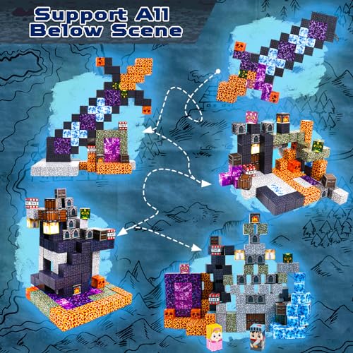 Goody King 150 PCS Magnetic Building Blocks Montessori Magnetic Toys, Build Dark Castle Set, STEM Toddler Sensory Building Blocks for Toddler Boys Girls 3 4 5 6 7 8 9 10th Birthday Gift - Thumbnail 3