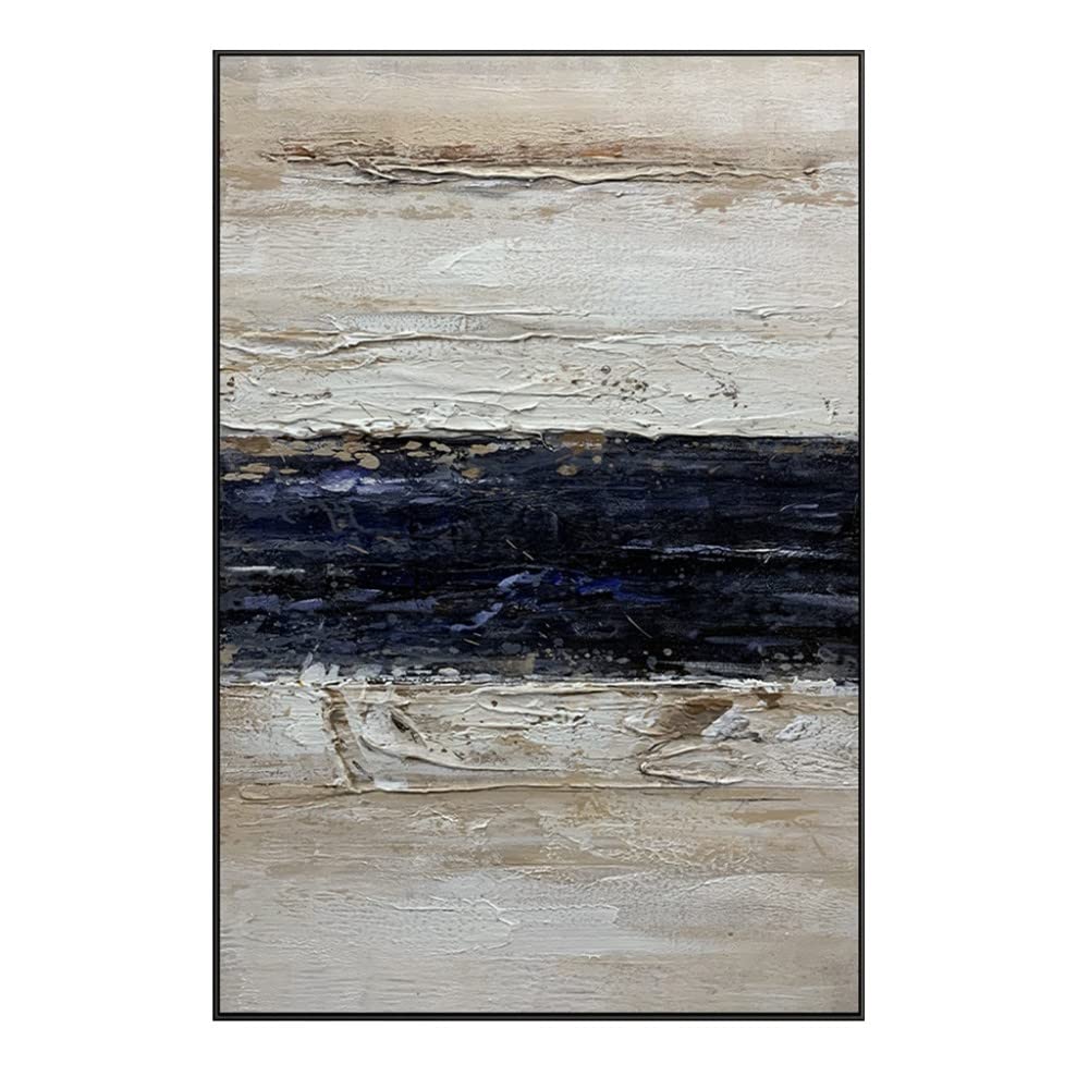 LCDIUDIU Painting, Retro Distressed Dark Blue Texture Minimalist Abstract Modern Artwork Hand Painted Oil Paintings On Canvas Wall Art For Living Room Bedroom Office Home Decor,120X180Cm(48X72Inch)