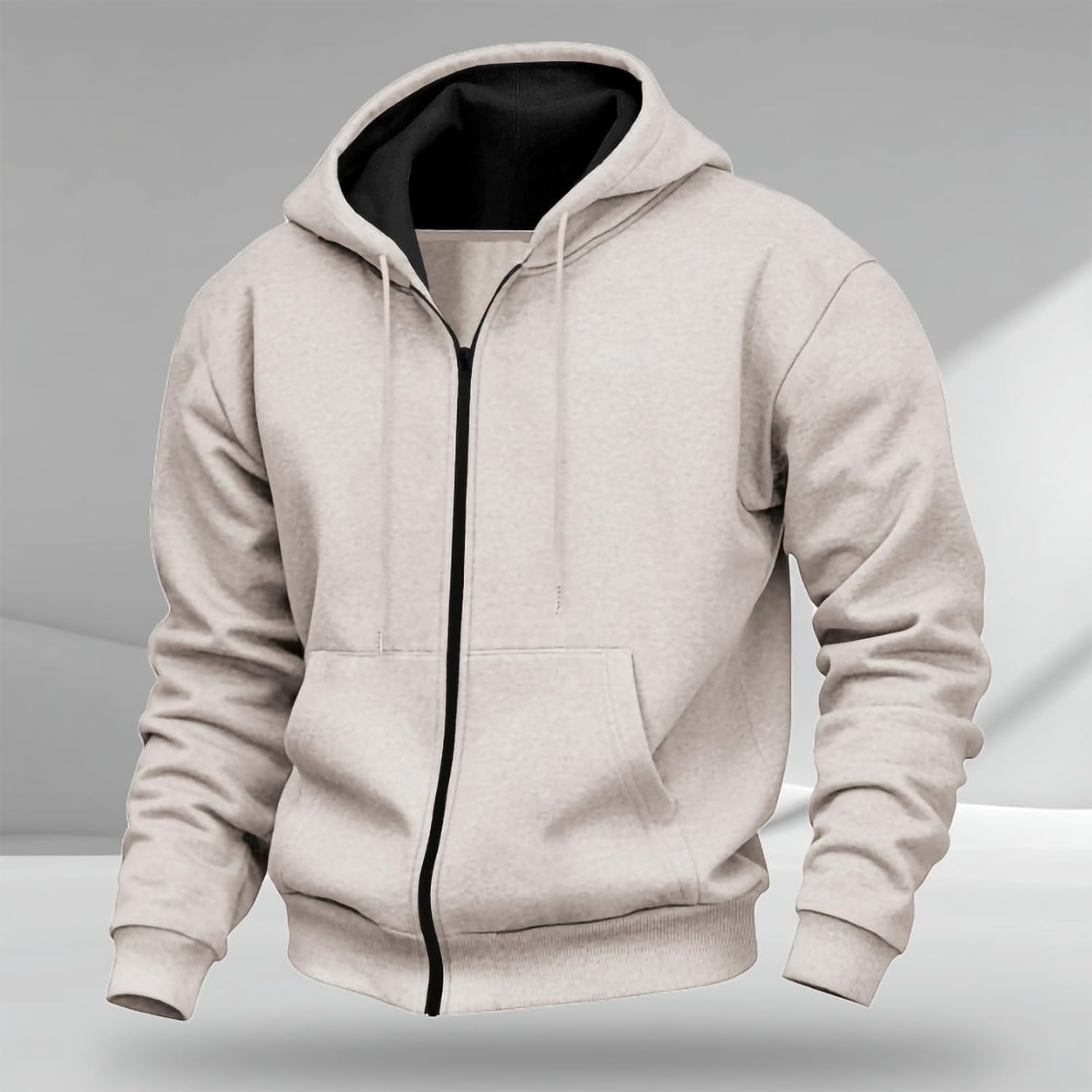 Full Zip Mens Hoodies Big and Tall Long Sleeve Fall Warm Comfy Casual Weekend Relaxed Wear Sweatshirt - Image 2