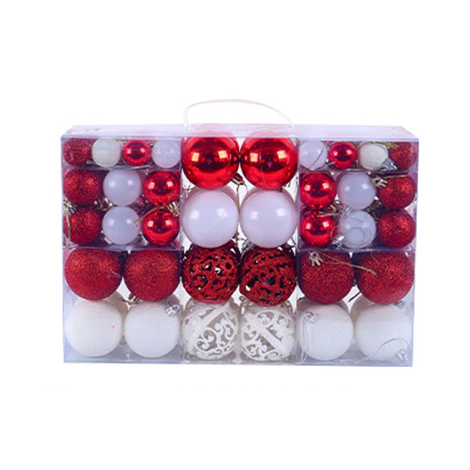Buxuaaaa Red And White Christmas Ball Ornament 100Pcs / Box Christmas Tree Baubles Box Package Tree Decoration Hanging Ball Ornament
