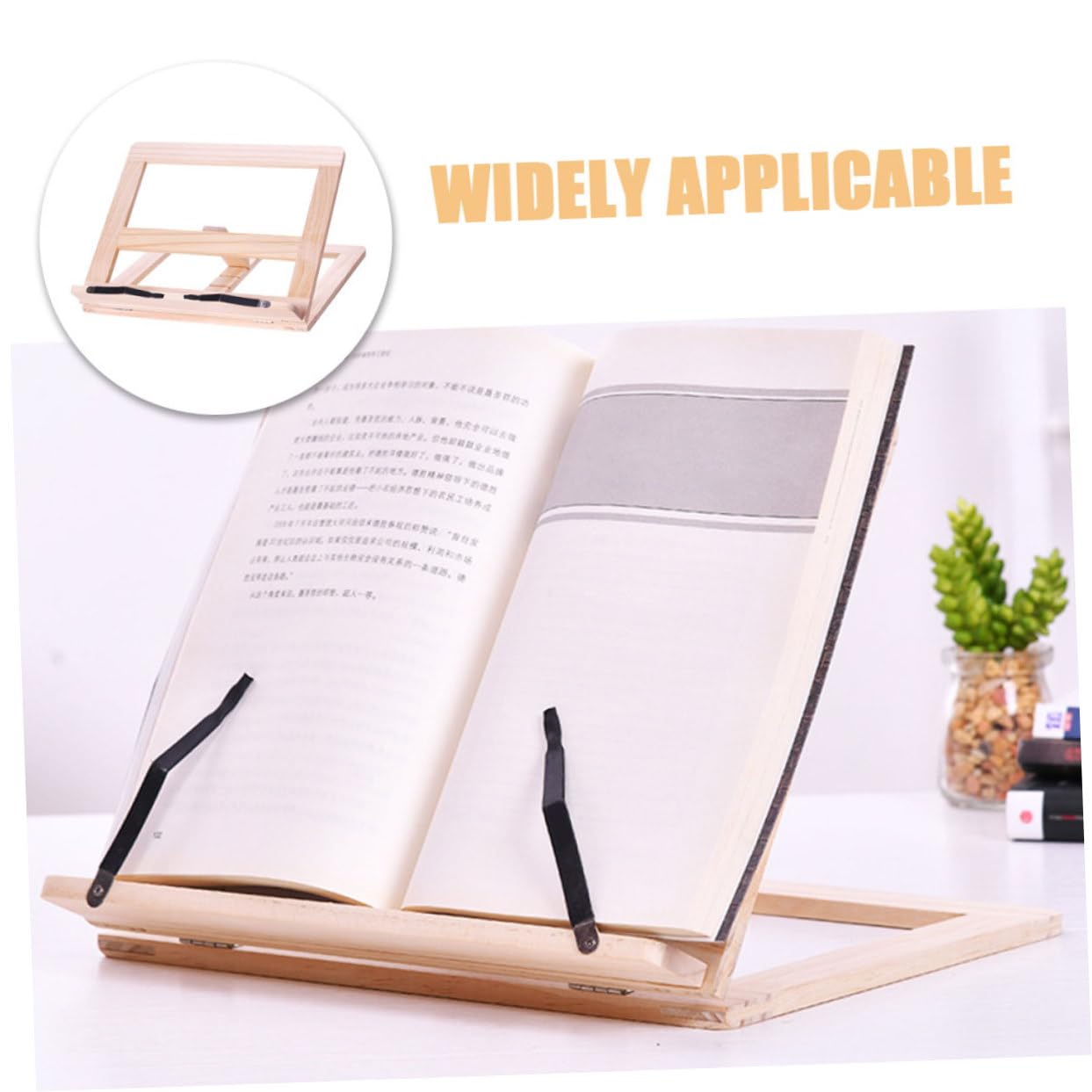 Soporte para Libros Ajustable de Madera Beige para Lectura