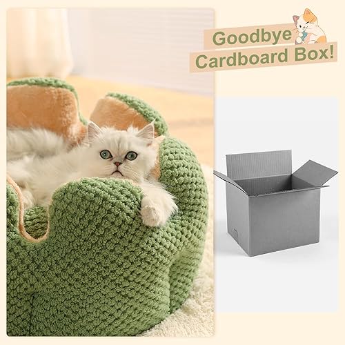 Miniatura 7 de CWV Lindas camas para gatos, camas suaves para perros pequeños, camas lavables para cachorros y gatitos, con forma de cactus, 23 pulgadas