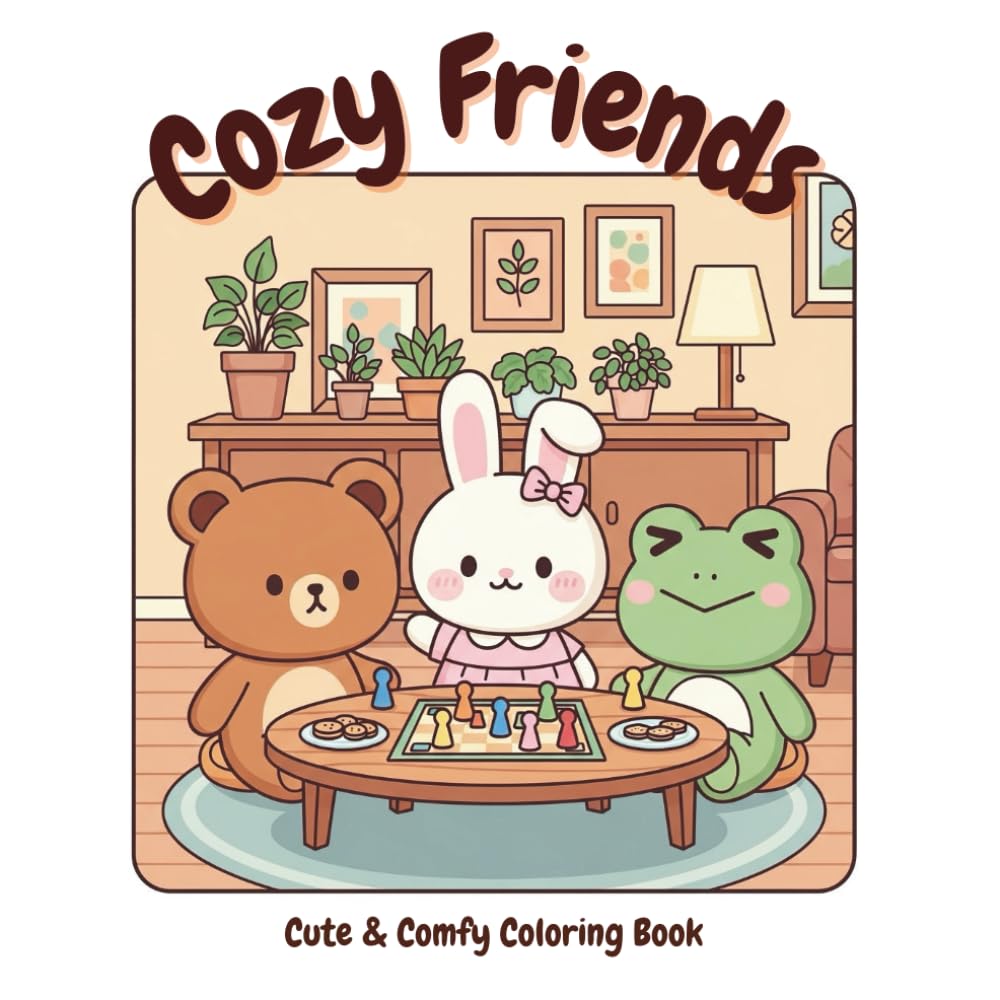 Cozy Friends: Cute Animal Coloring Book for Adults and Teens: Adult coloring book