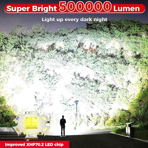 Image of Shadowhawk Rechargeable LED Torch 500000 Lumen Super Bright Flashlight