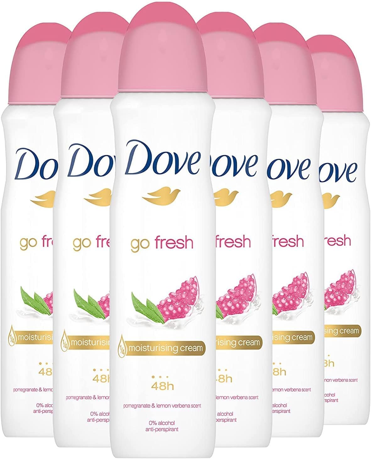 Dove Go Fresh Pomegranate & Lemon Verbena Deodorant Spray For Women, 150 Ml (Pack Of 6)