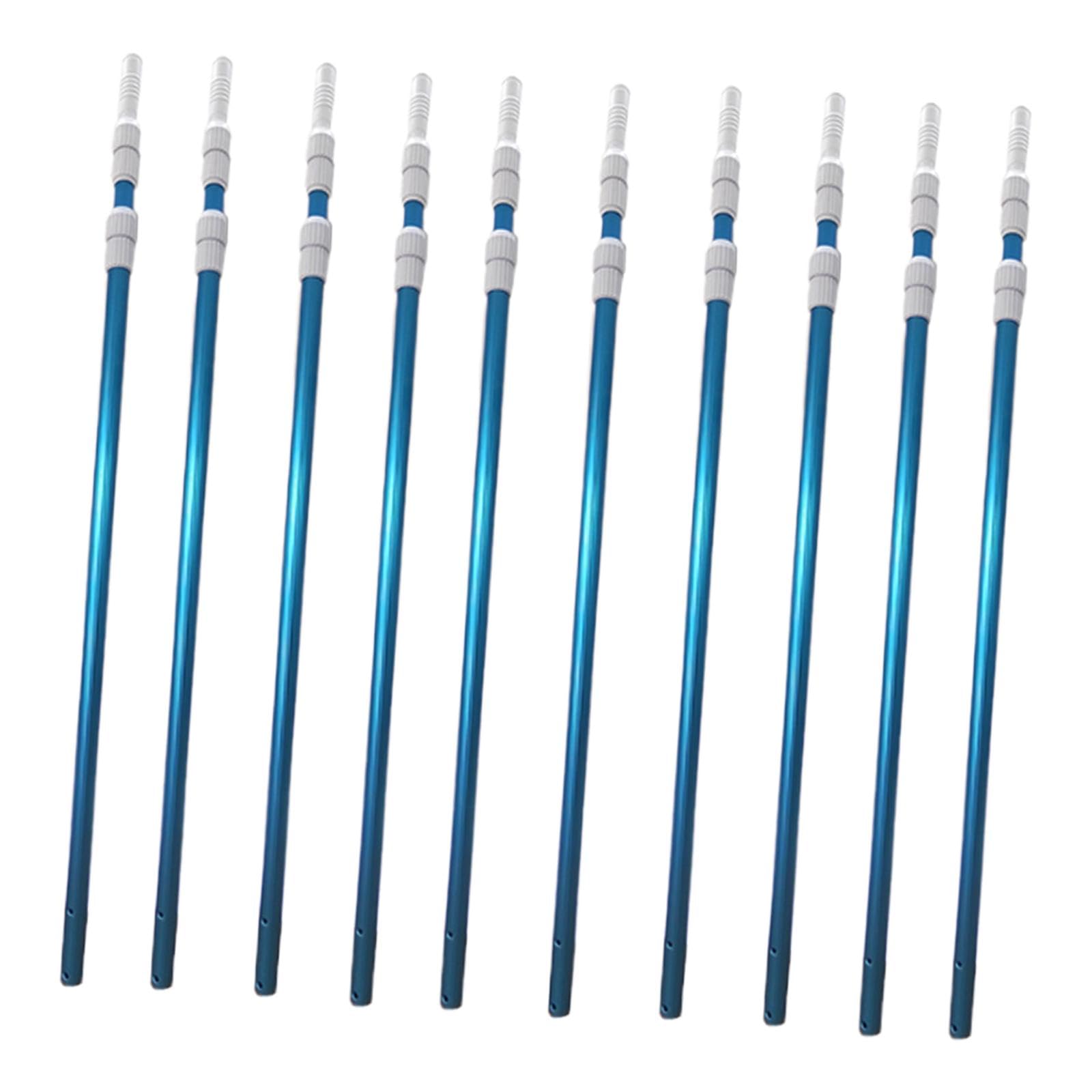 10 Pièces Manche Télescopique Tige Universelle Poteau de Piscine et Perche d'entretien en Aluminium Léger pour Une Manipulation Aisée Adapté Aux Cent, Bleu