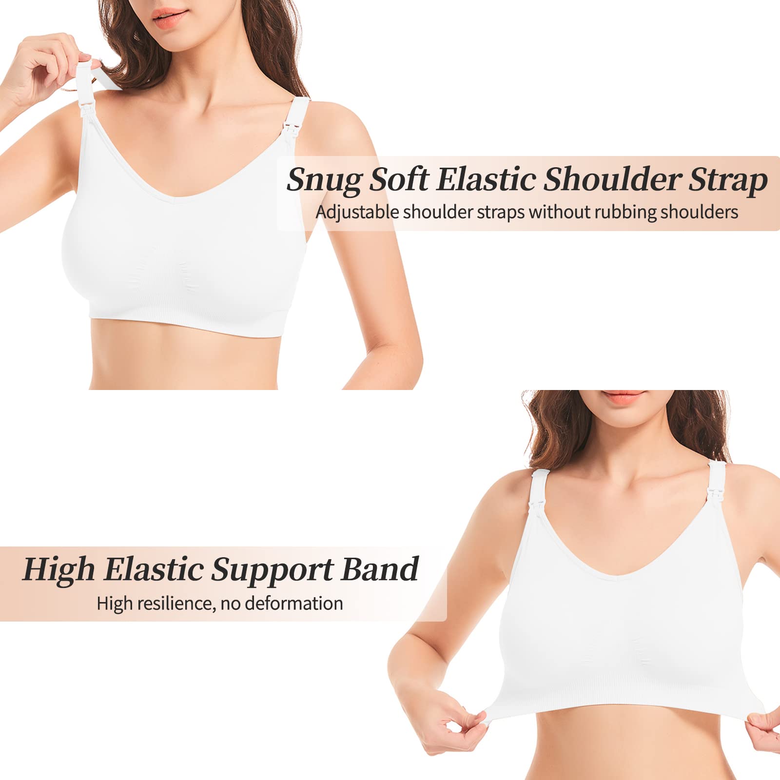 Reggiseni Allattamento 3 Pezzi Senza Cuciture Reggiseno Premaman Senza Ferretto Morbido con Imbottito Reggiseno Gravidanza con Estensioni Extra del Reggiseno e Clip