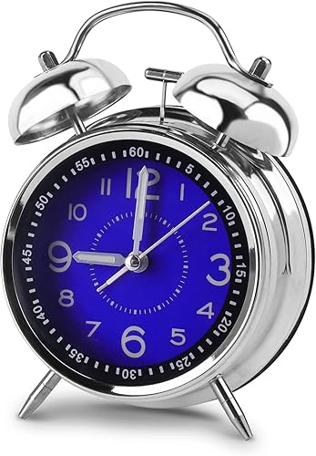 Medxin Loud Alarm Clock Twin Bell Alarm Clock with Backlight Battery Operated Bedroom Alarm Clock for Heavy Sleepers Blue