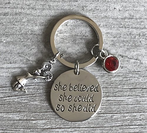 Infinity Collection - Personalized Cheer Keychain with Birthstone Charm - Custom 'She Believed She Could' Cheerleading Gift for Teams, and Coaches2