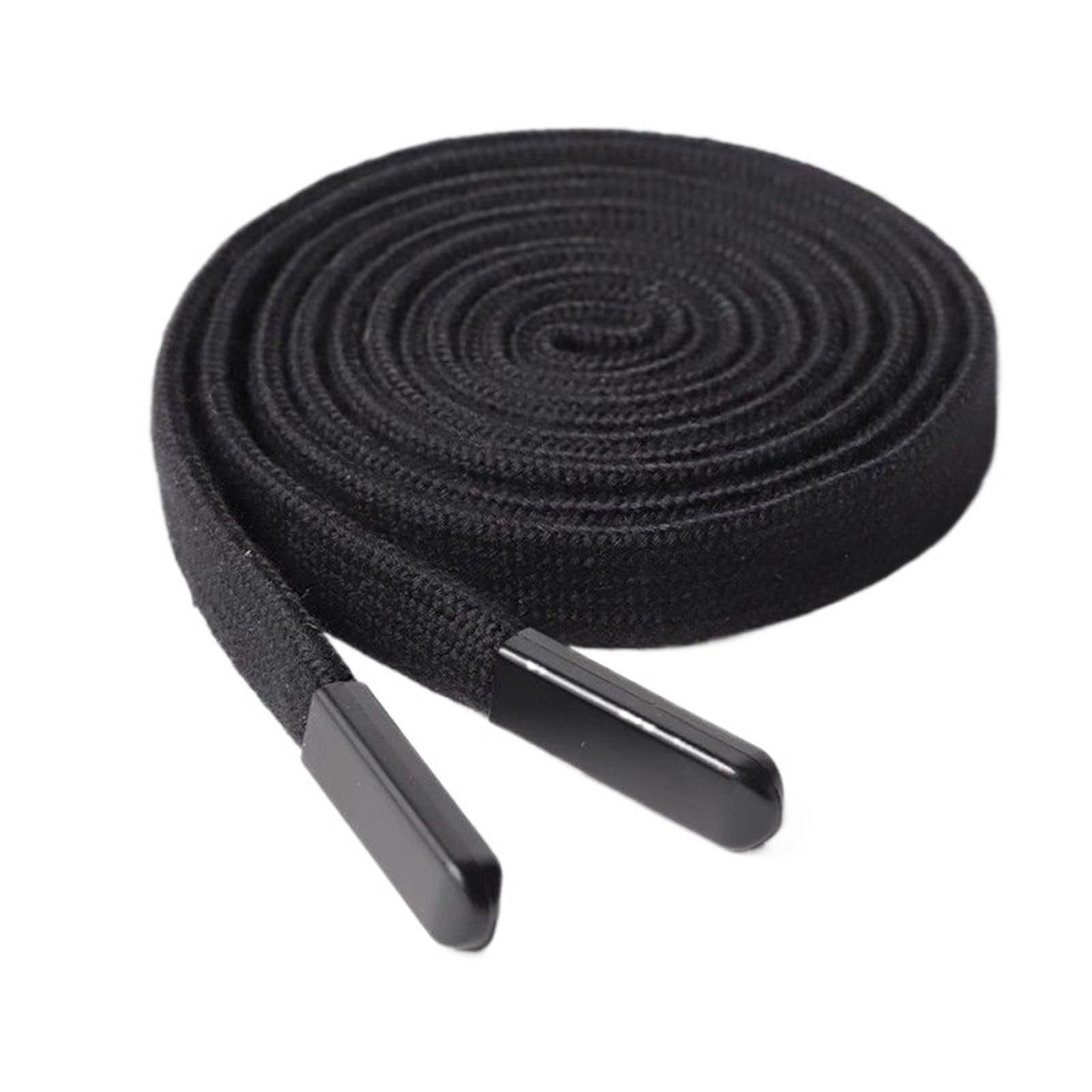 Drawstring 140cm Flat Braided Cord Sweatpants Hoodie Drawstring Rope Replacement DIY Garment Sewing Supplies(Black)