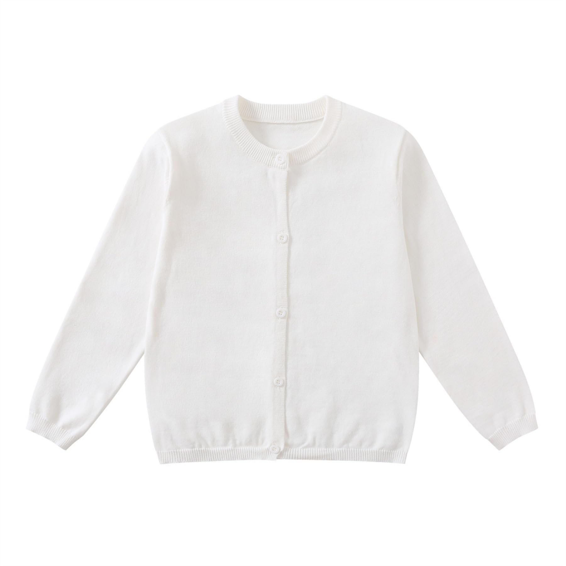 Yunguui Cárdigan clásico para niña Complemento al uniforme escolar Algodón ligero Cuello redondo Manga larga