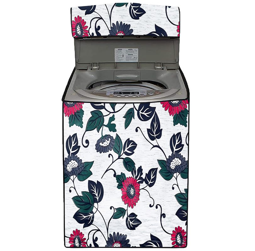 Image of Top-load washing machine cover LG Suitable For LG 8kg ,8.5kg ,9kg ,10kg ,10.5kg ,11 KG) floral White Multi Print