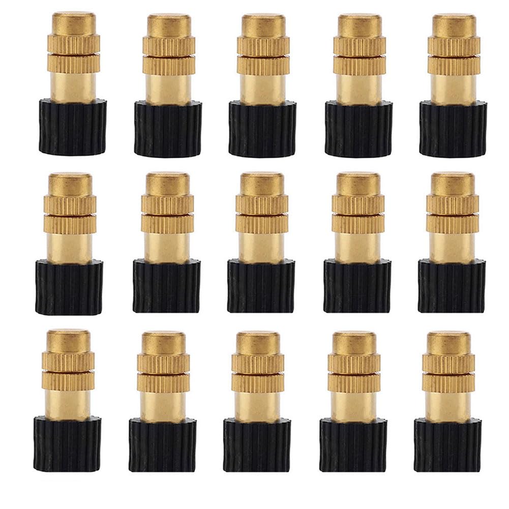 SXITHGKDW Adjustable Sprinkler with Micro Spray Mister Emitters, Copper Misting Nozzle Set for 4/7mm Hose Low Pressure Atomizing Sprayer 10pcs Brass Spray Head