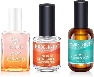 modelones 3Pcs 15ml Nail Repair Concealer with Nail Dehydrator and Primer, Natural Foundation Nail Polish for Damaged Nails