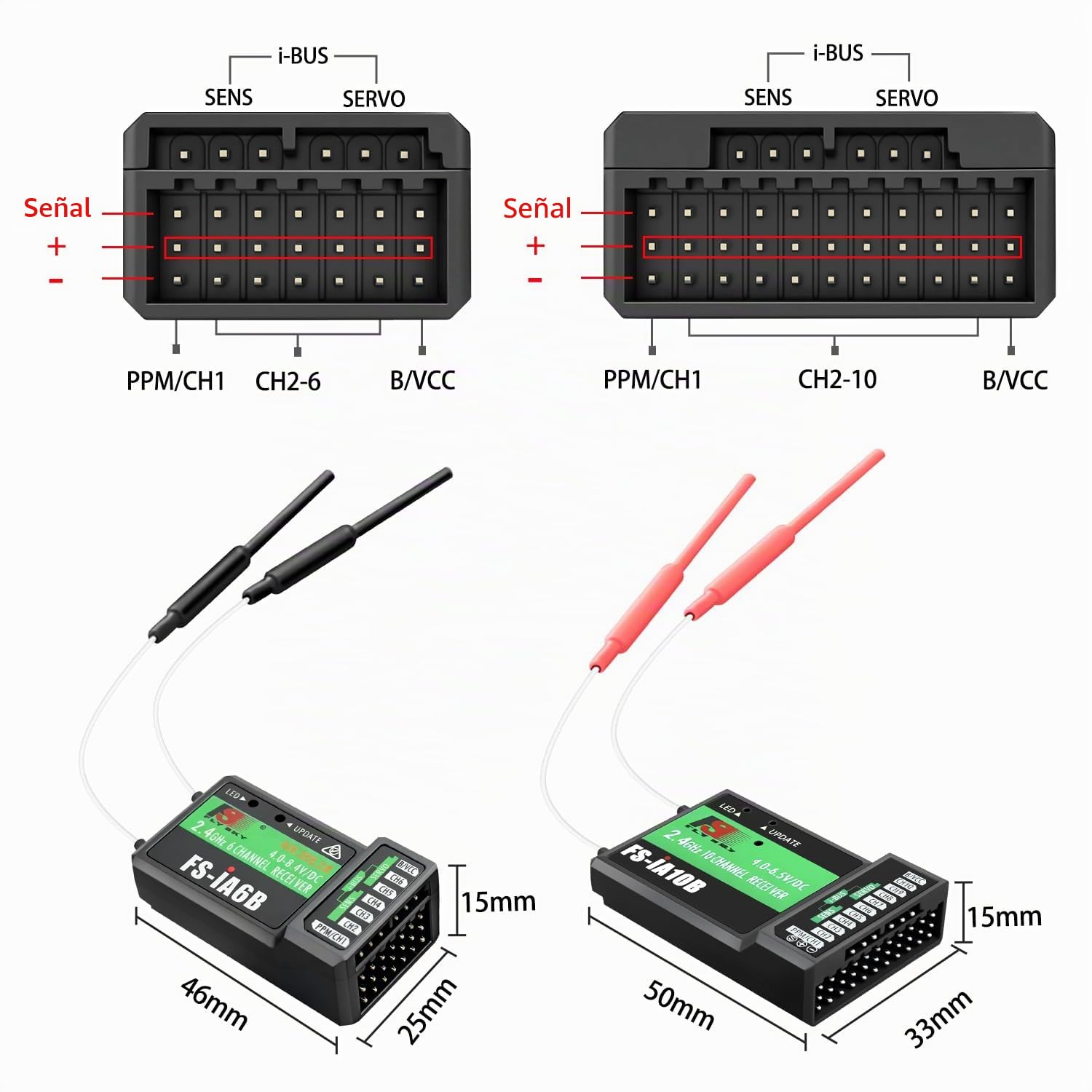 HAWK'S Work FS-i6X 10 Canales Transmisor Set, 2.4GHz RC Controlador con Receptor para Drone Multirotor RC Avión Helicóptero Planeador Barco (FS-i6X+iA6B)