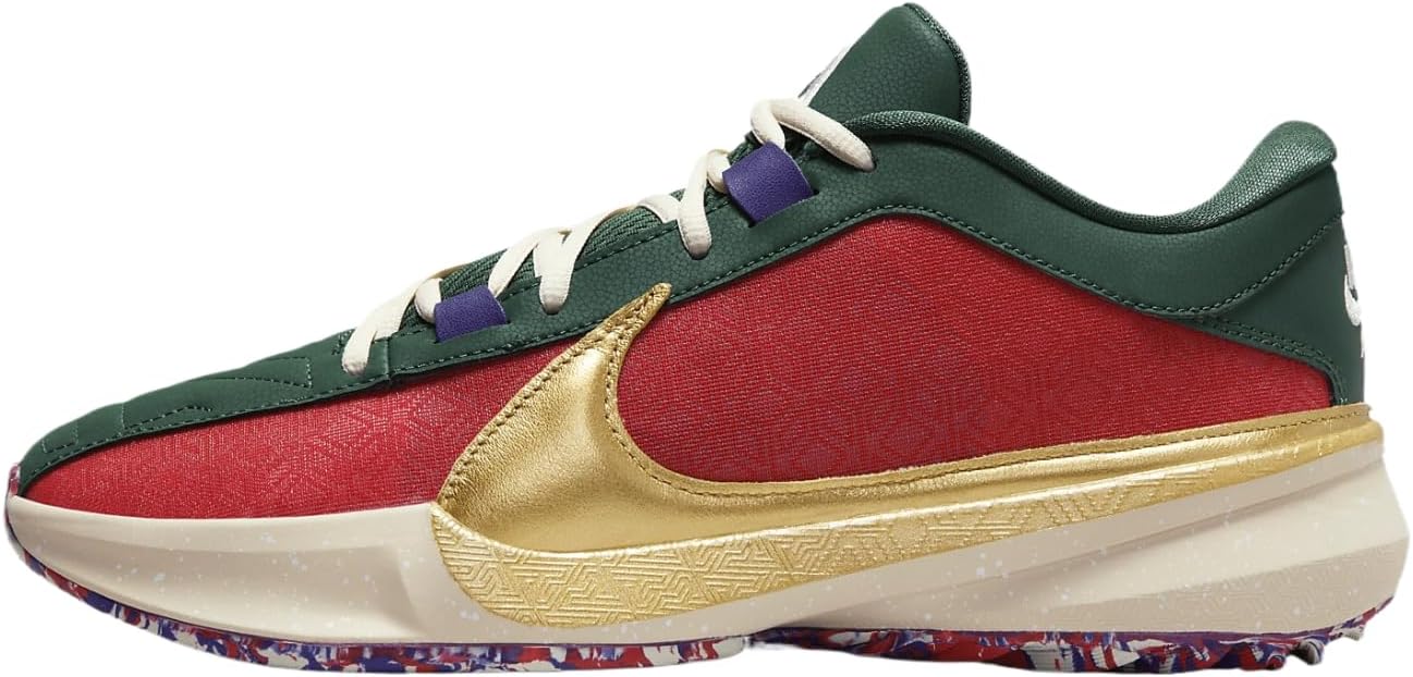 Nike Giannis Freak 5 Loyalty Men's Basketball Shoes (DZ2944-600, Gym Red/Fir/Court Purple/Metallic Gold) Size 12