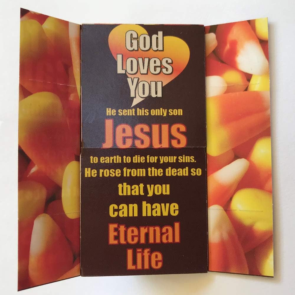 Memory Cross Halloween Gospel Tract for Children What could be better than Free Candy? – Fun Origami Endless Loop Card – Christian Trick‑or‑Treat - 24/pk #40014