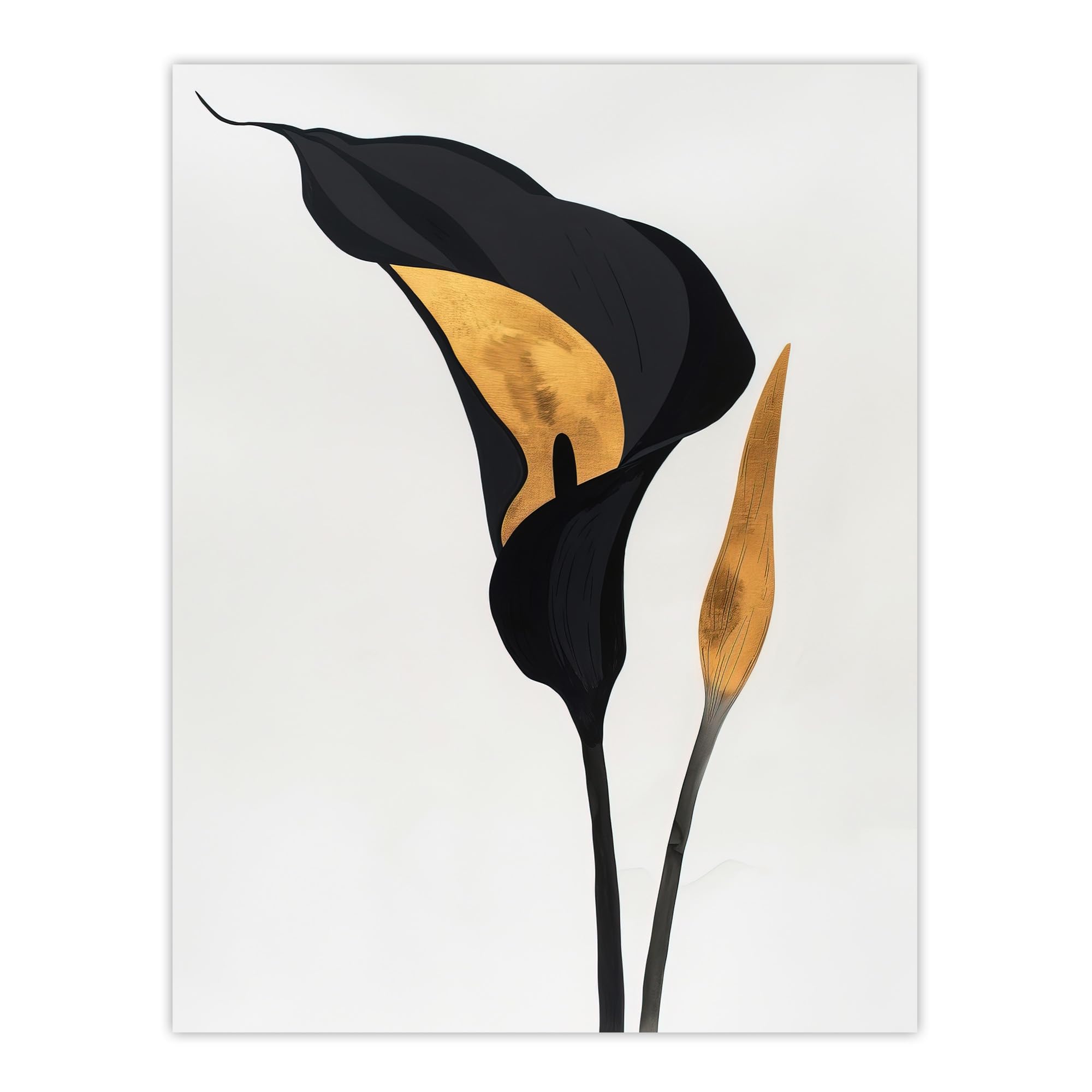 Artery8 Elegant Calla Lily Black Gold Floral Painting Living Room Large Wall Art Poster Print Thick Paper 18X24 Inch